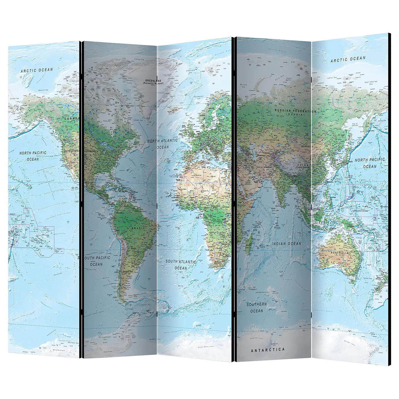 World Map Paravent (5-teilig)