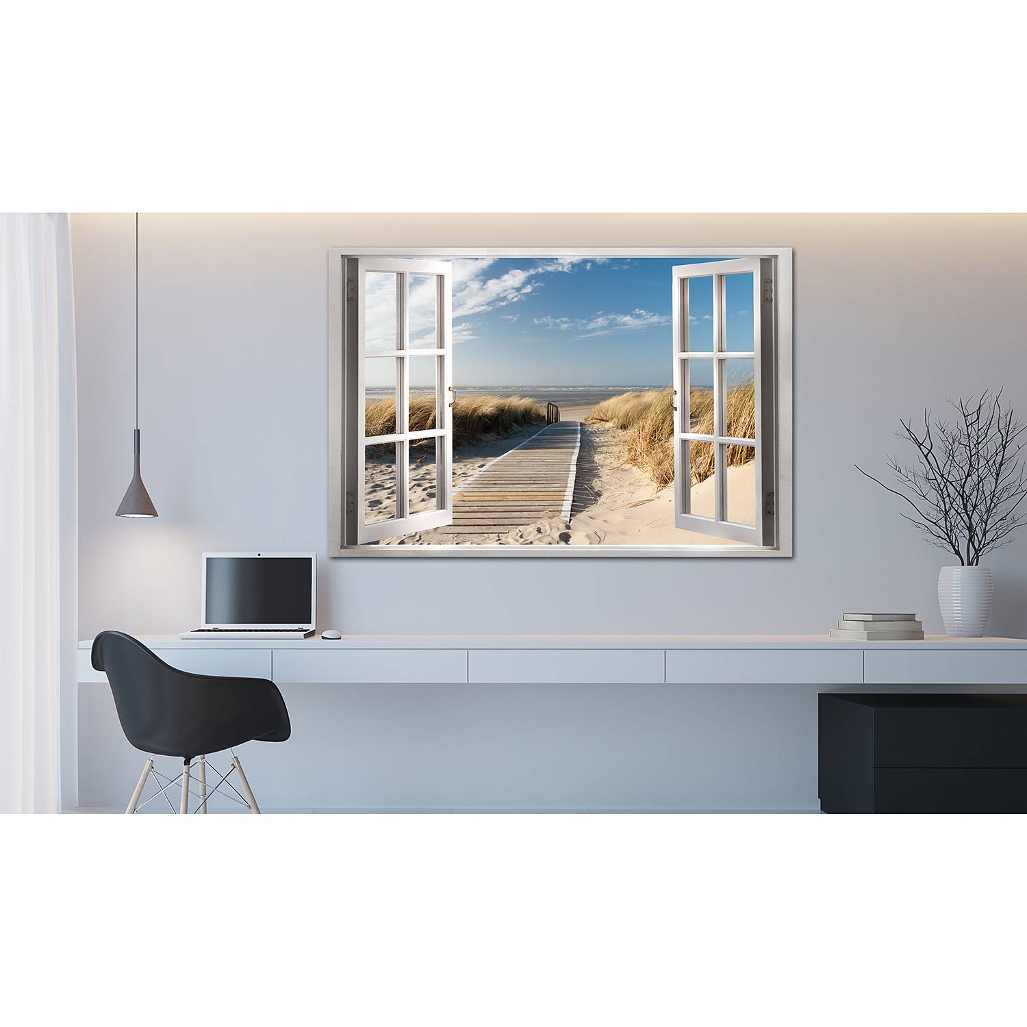 Home24 Afbeelding Window: View of the Beach, Artgeist