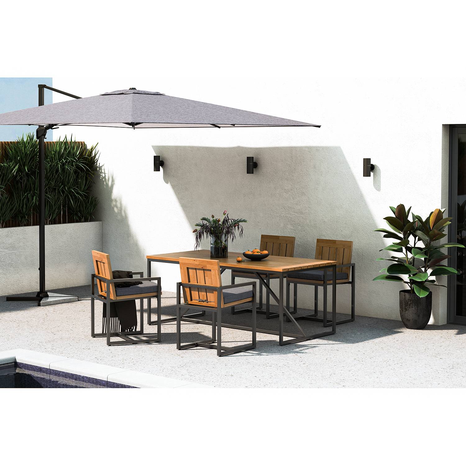 home24 Gartenessgruppe LeRoy I (5-teilig)