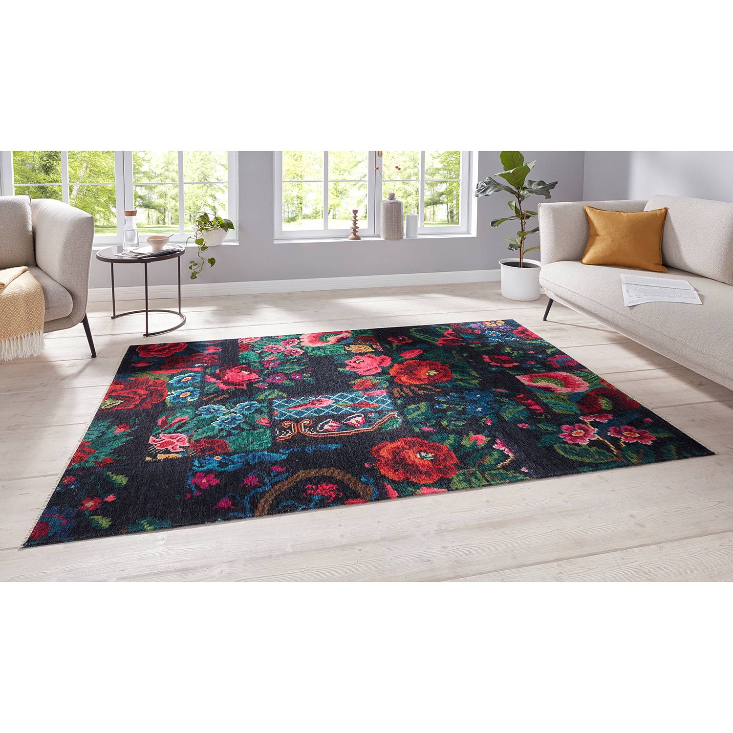 Image of Tapis Rose Kelim Patchwork Dolnar 000000001000243672