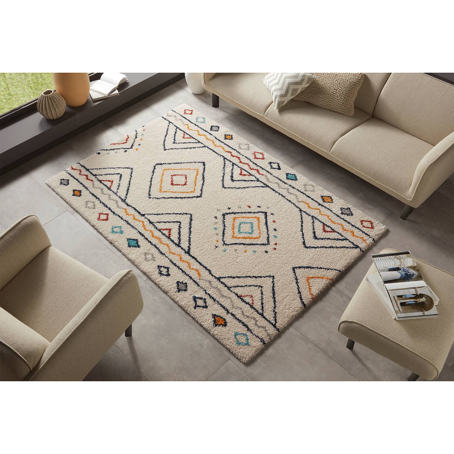 Home24 Hoogpolig vloerkleed Disa, Mint Rugs