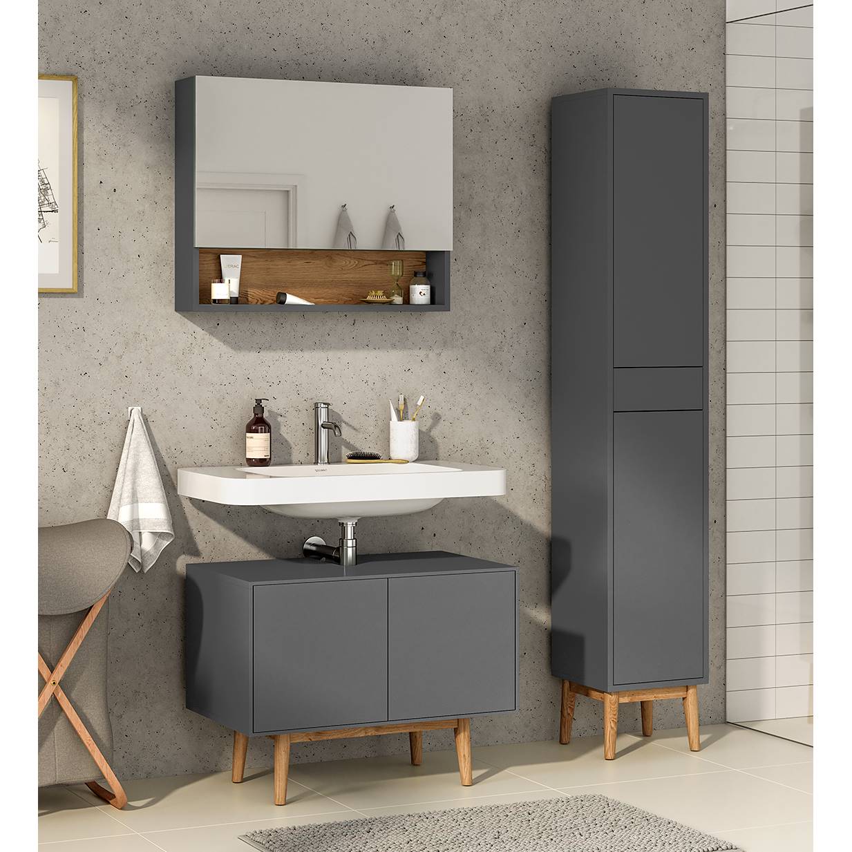home24 Badezimmerset Lindholm IV (3-teilig)