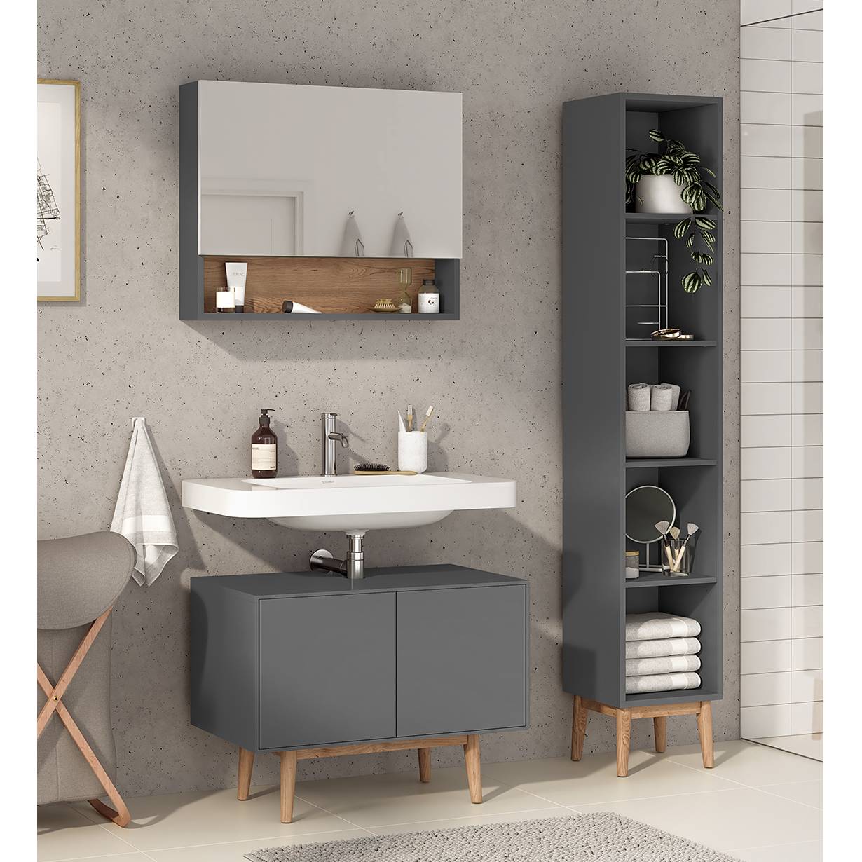 home24 Badezimmerset Lindholm V (3-teilig)