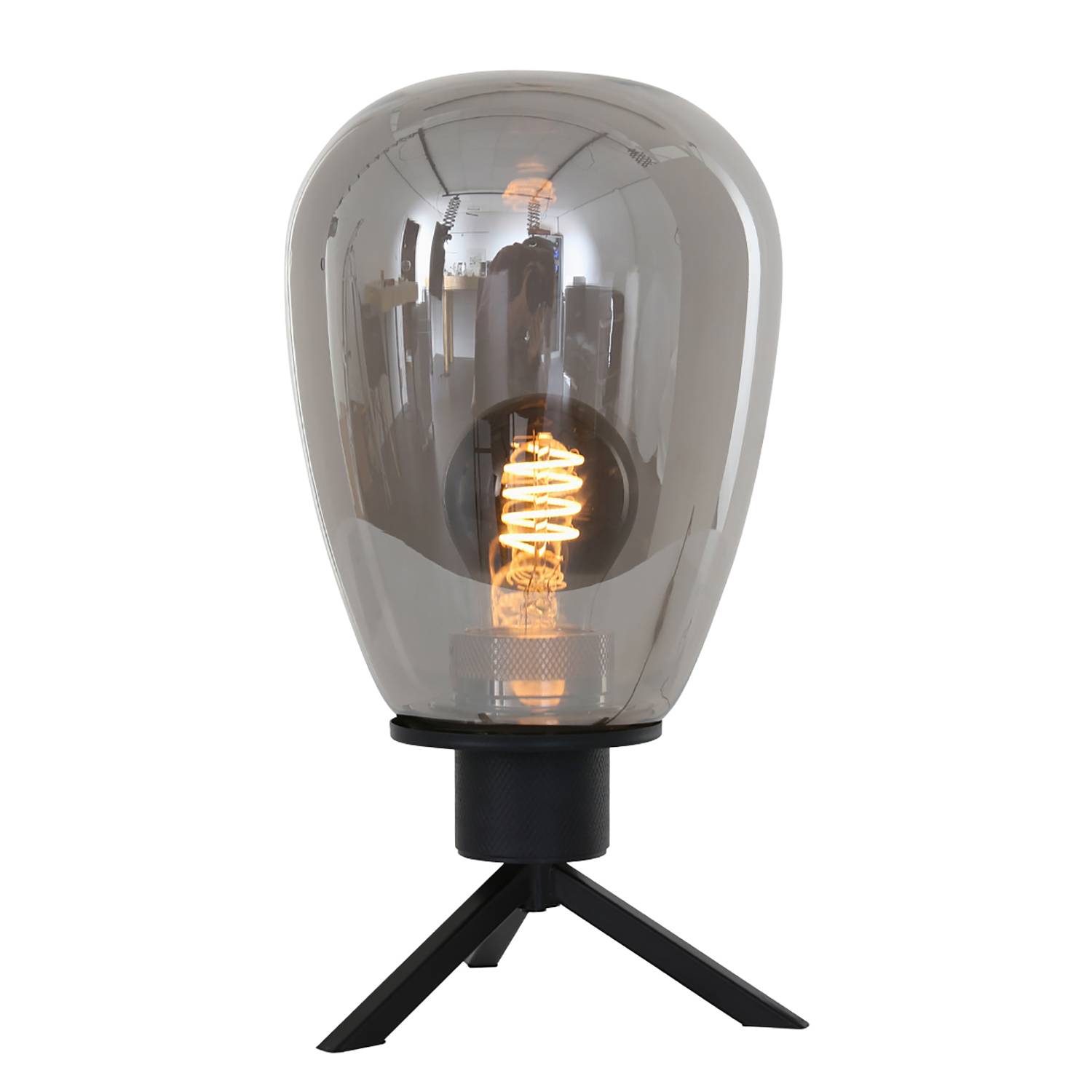 Steinhauer Glazen tafellamp Reflexion 15cm zwart met smoke glas 2682ZW online kopen