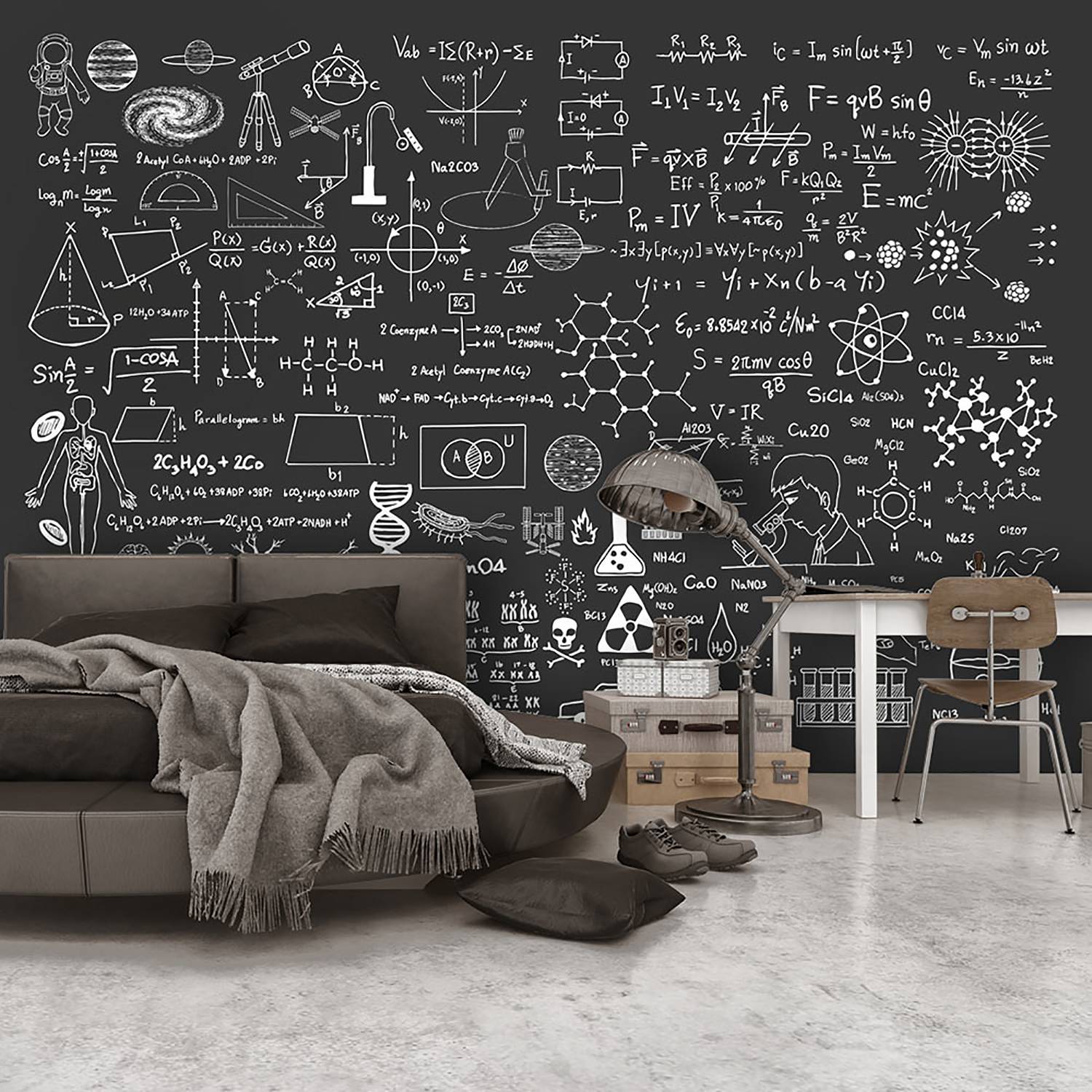 Home24 Vlies-fotobehang Science on Chalkboard, Artgeist