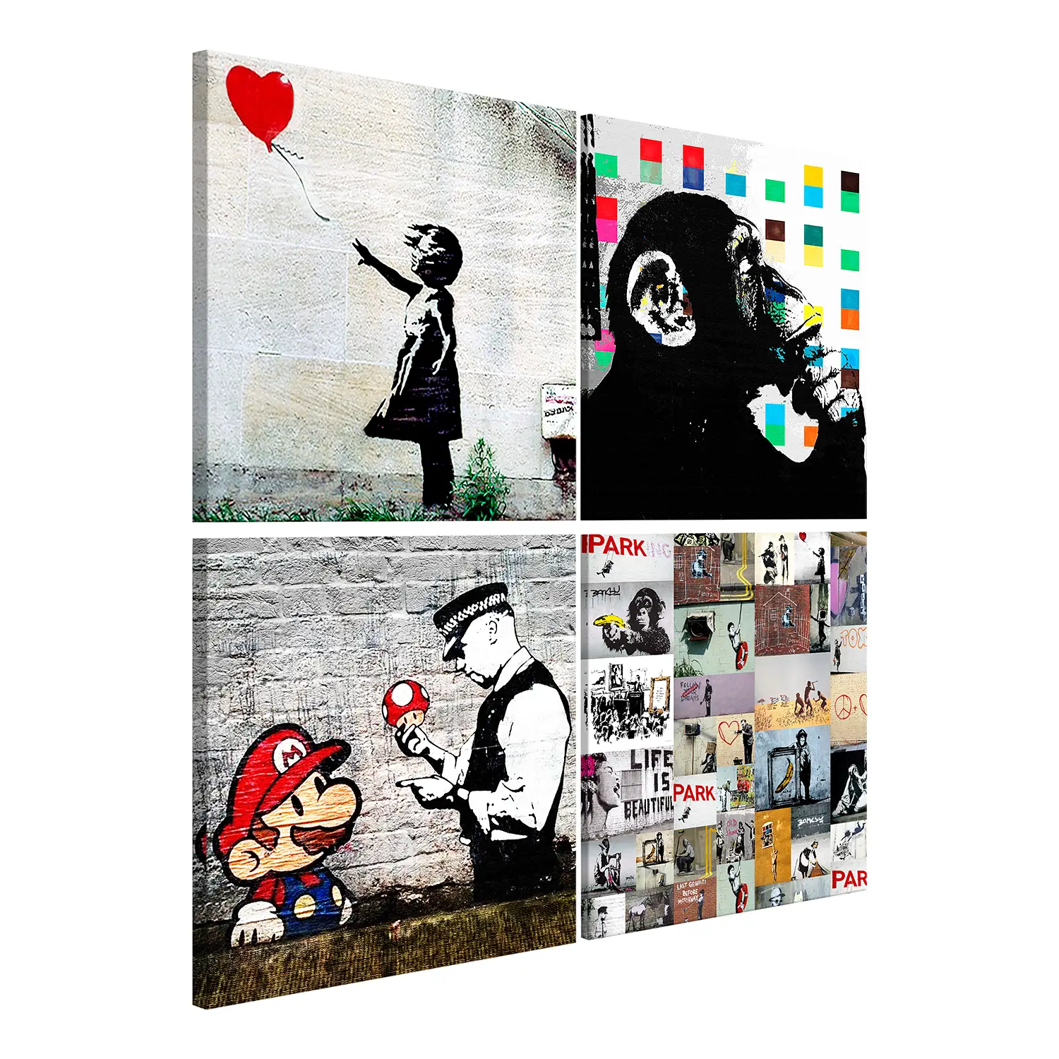 Wandbild (4-teilig) (Banksy) Collage