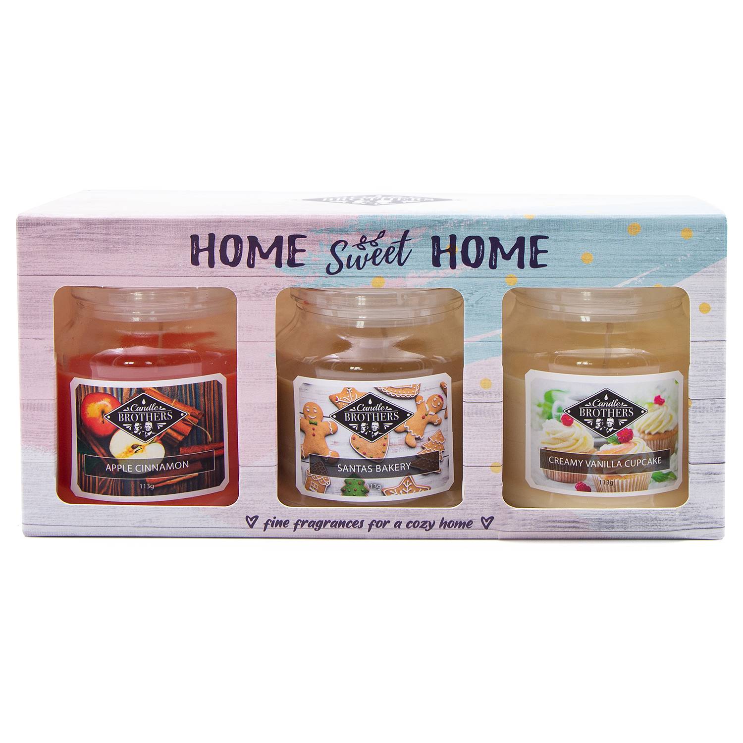 Home24 Geurkaarsen Home Sweet Home (set van 3), Candle-Brothers