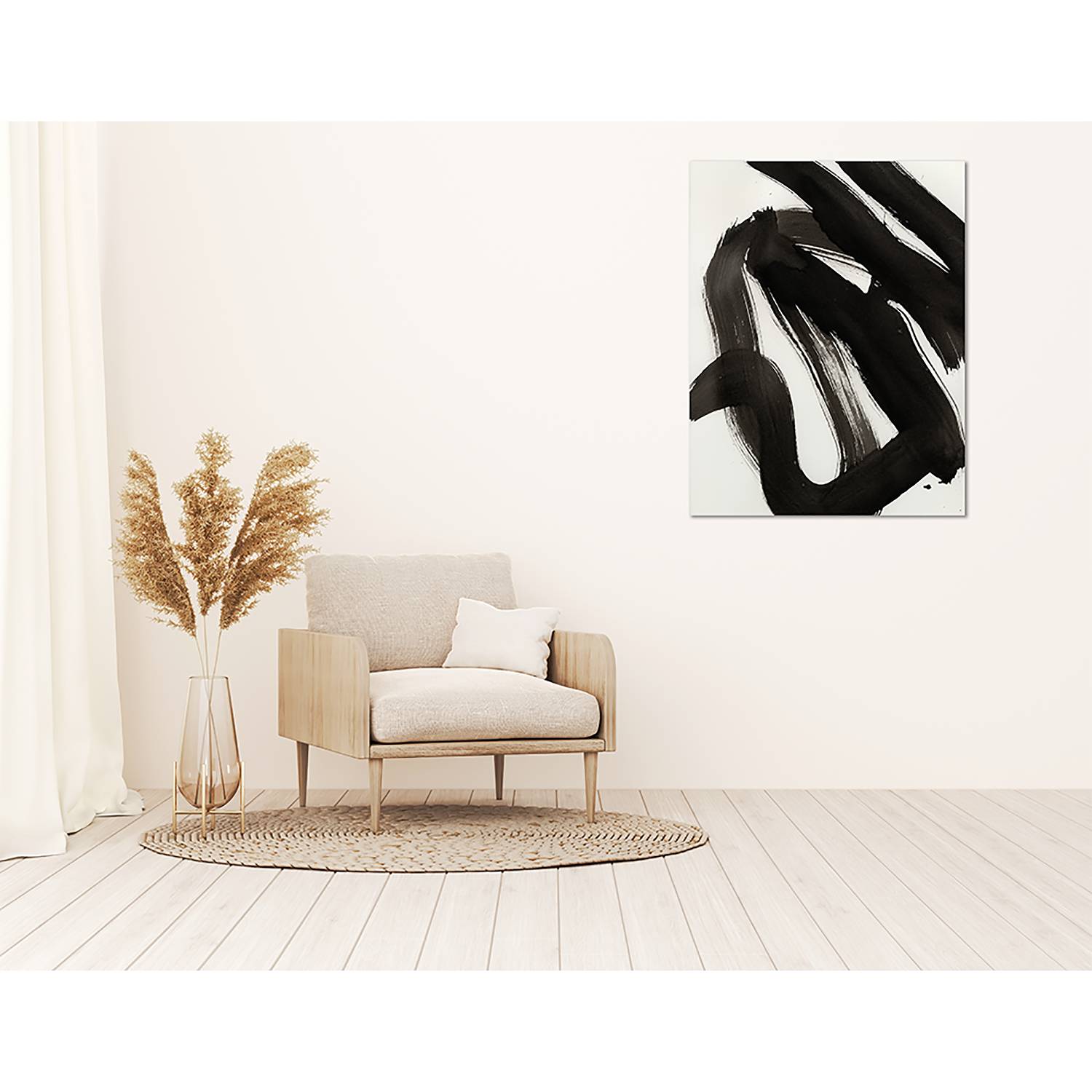 Image of Tableau déco Abstract black brush stroke 000000001000280213