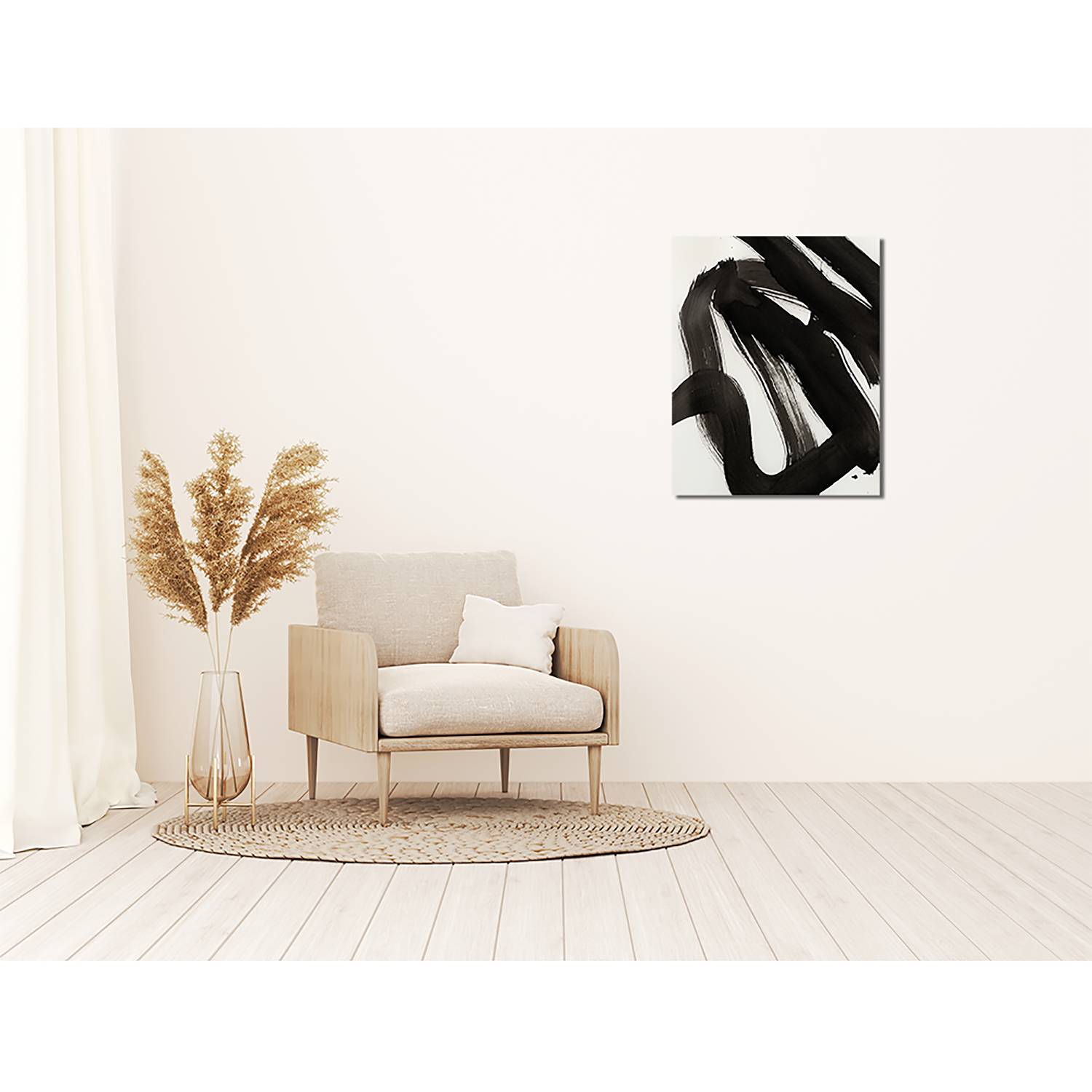 Image of Tableau déco Abstract black brush stroke 000000001000280216