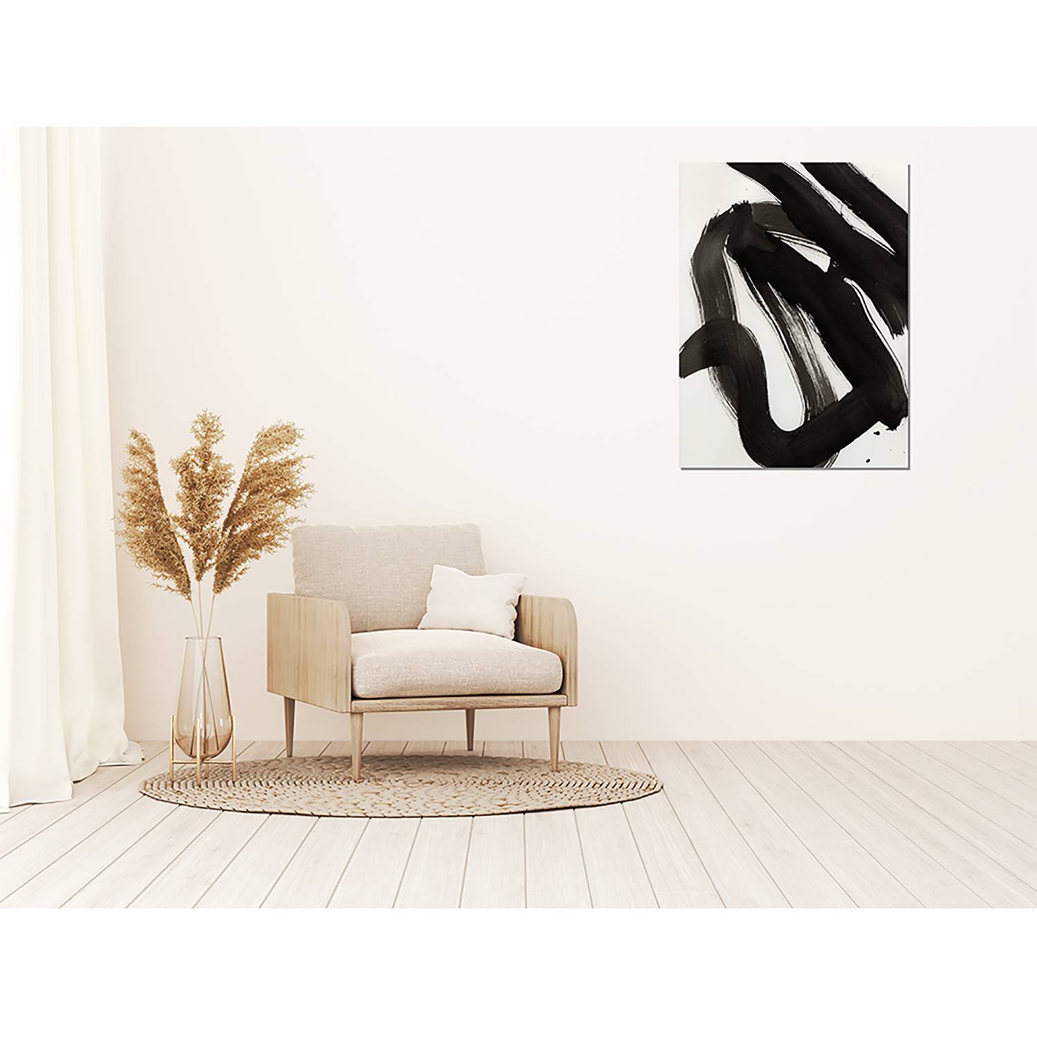 Image of Tableau déco Abstract black brush stroke 000000001000280223