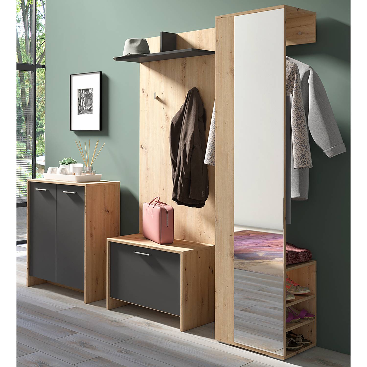 home24 Garderobenset Edgeworth II (4-teilig)