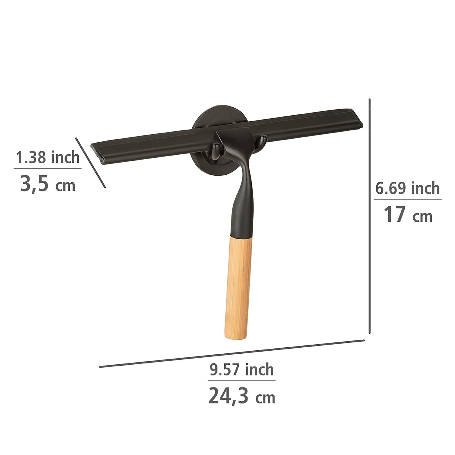 WENKO Raclette Salle De Bain Terni Jumbo - 40 Cm Chromée, Double Lèvre Caoutchouc, Fixation Murale Adhésive