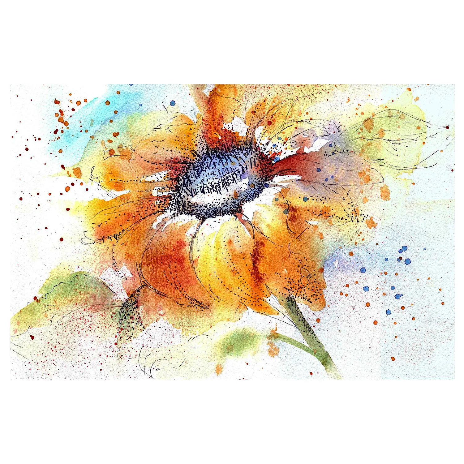 Painted Sunflower Vliestapete