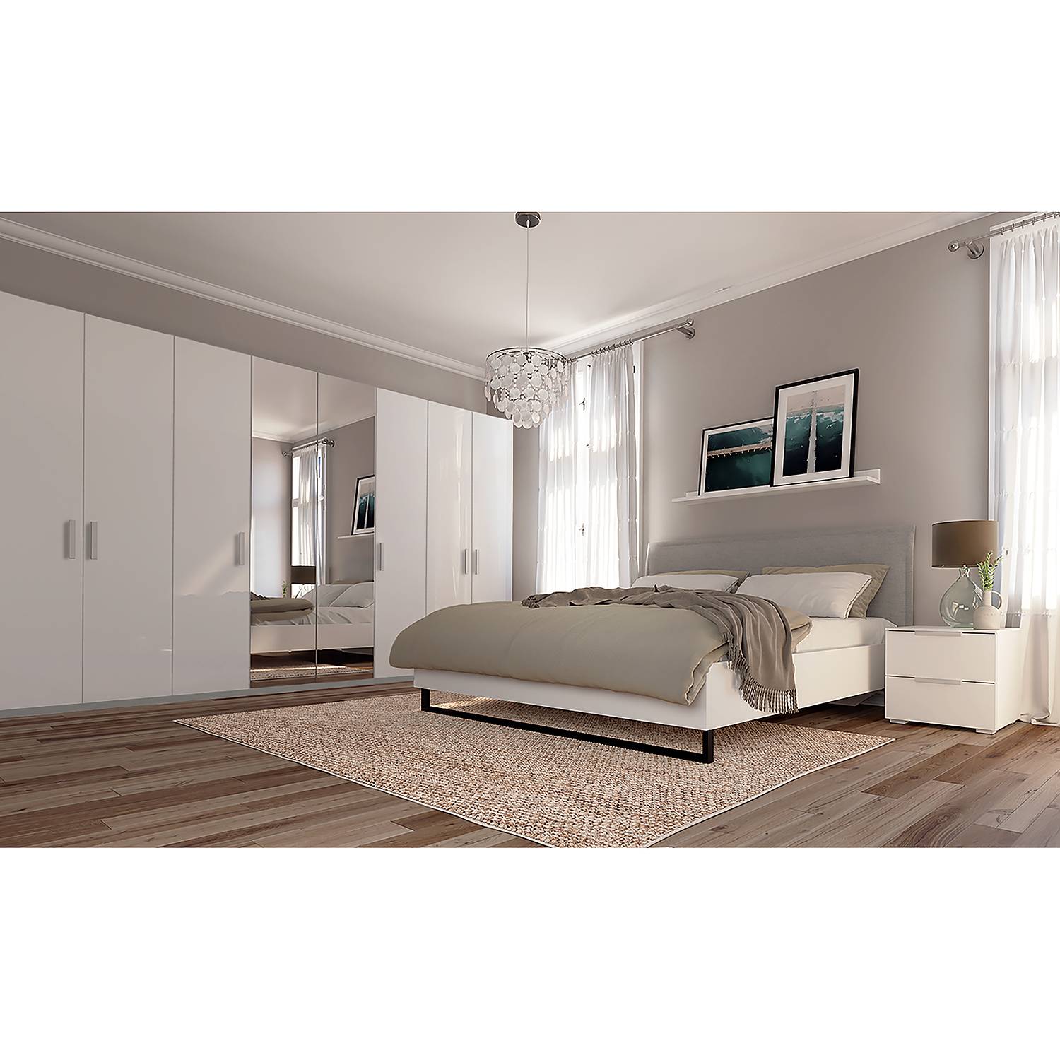 home24 Drehtürenschrank SKØP pure gloss reflect