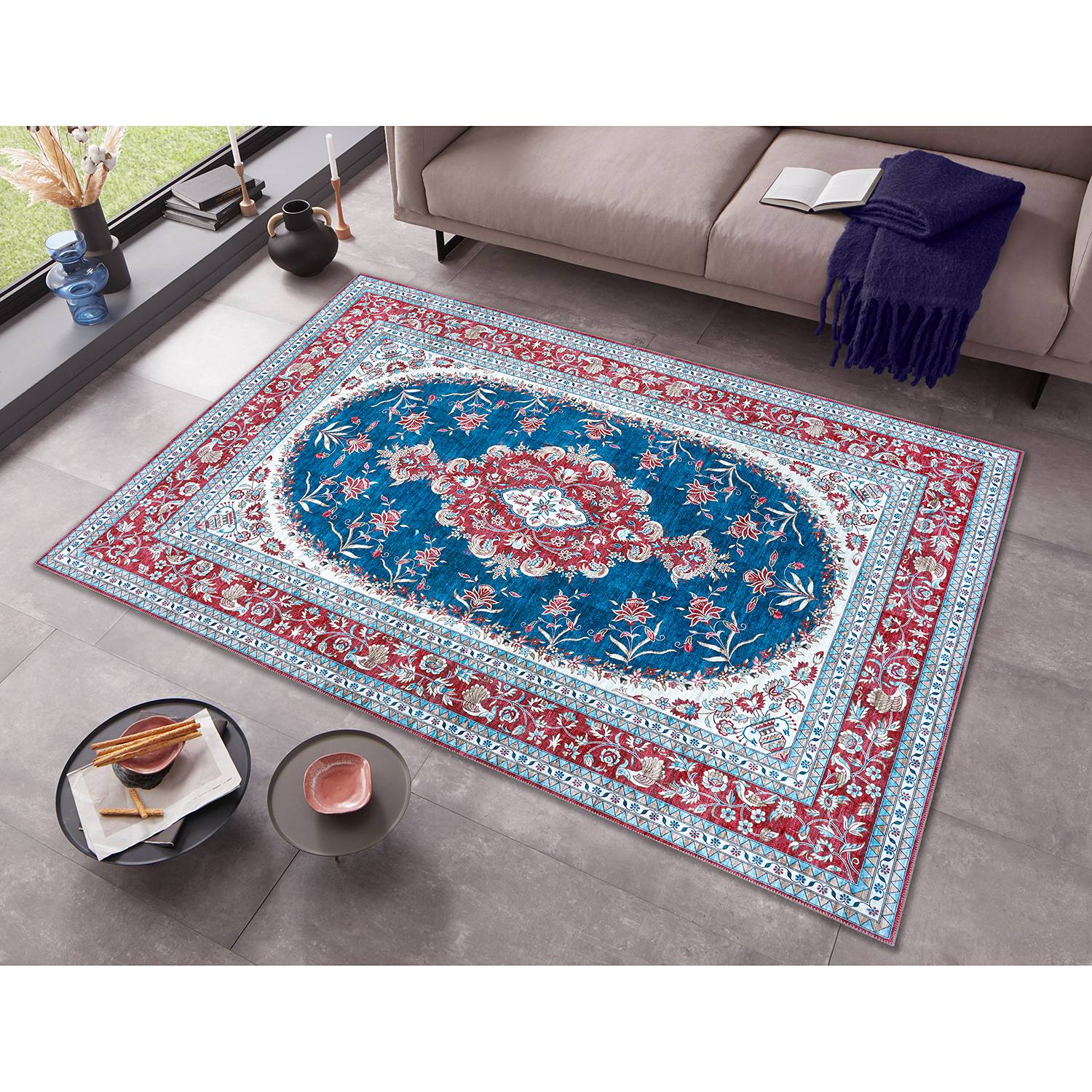 home24 Kurzflorteppich Tabriz Nila