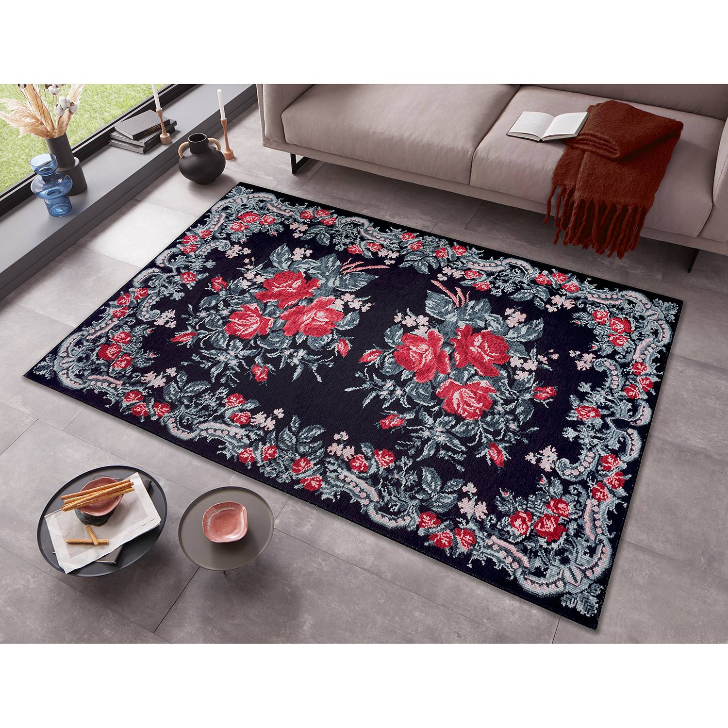 home24 Kurzflorteppich Rose Kelim Molda