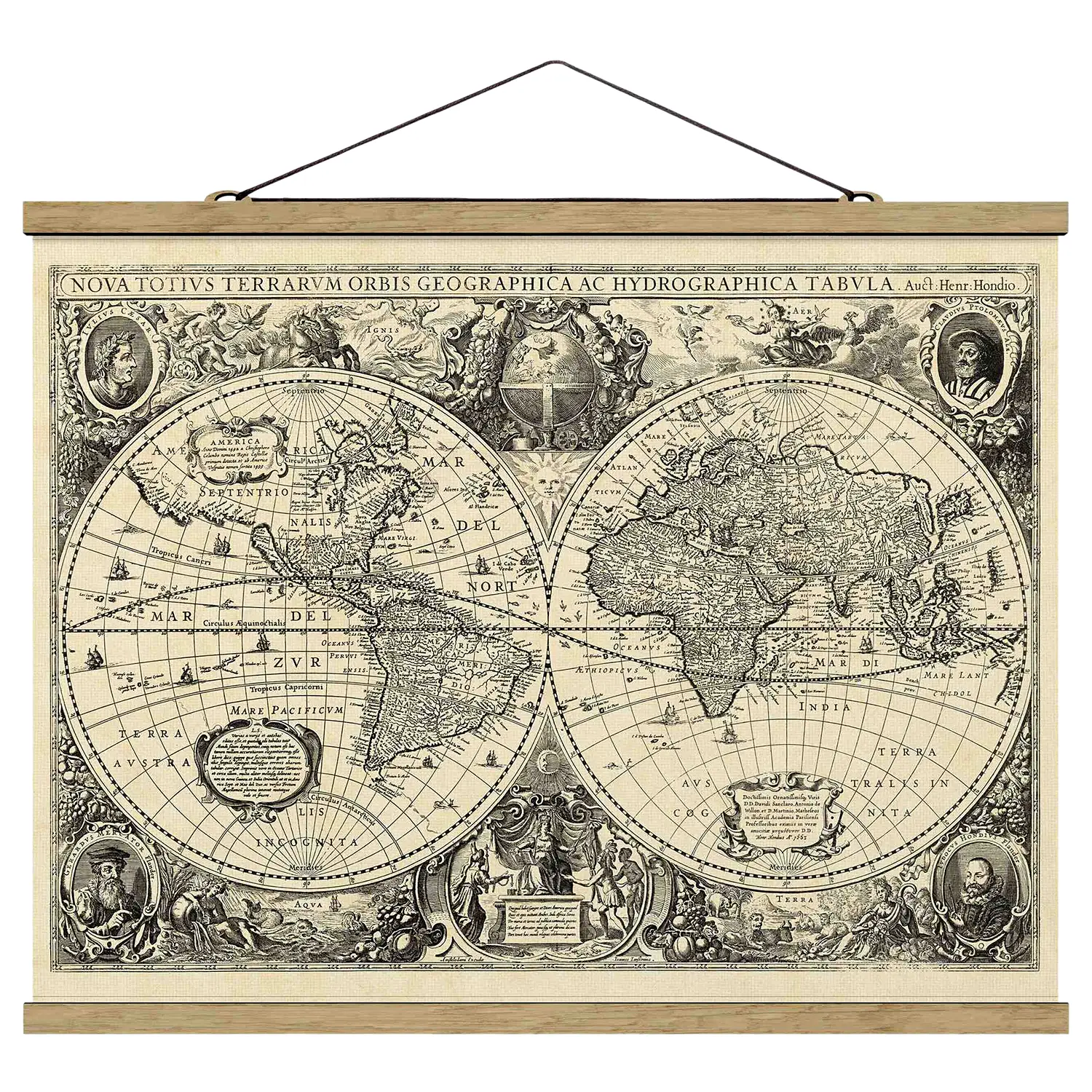 Stoffbild Weltkarte Illustration Antike