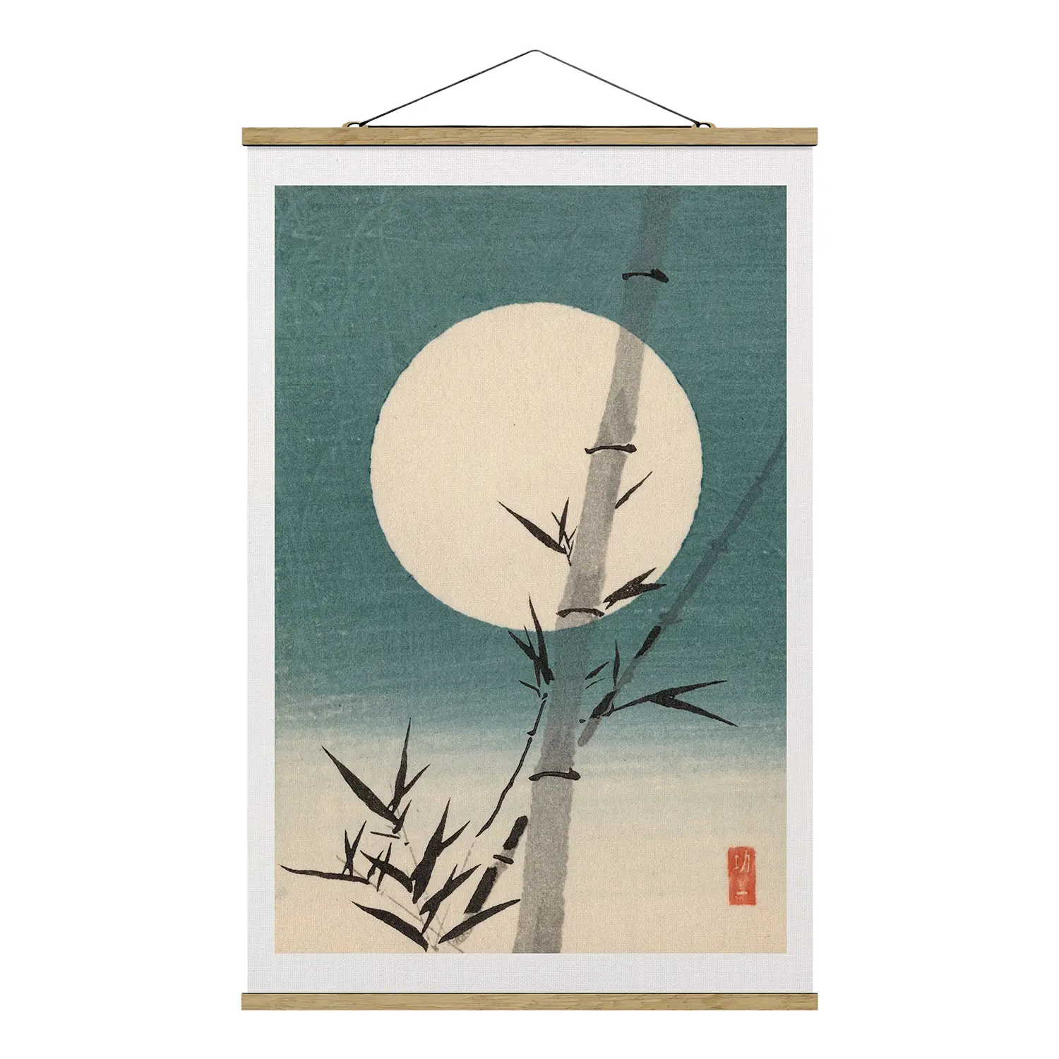 Bambus Stoffbild Mond & Japanischer