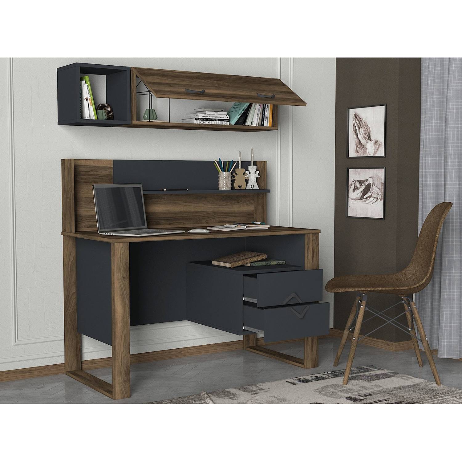 home24 Schreibtisch-Set Kesia (2-teilig)