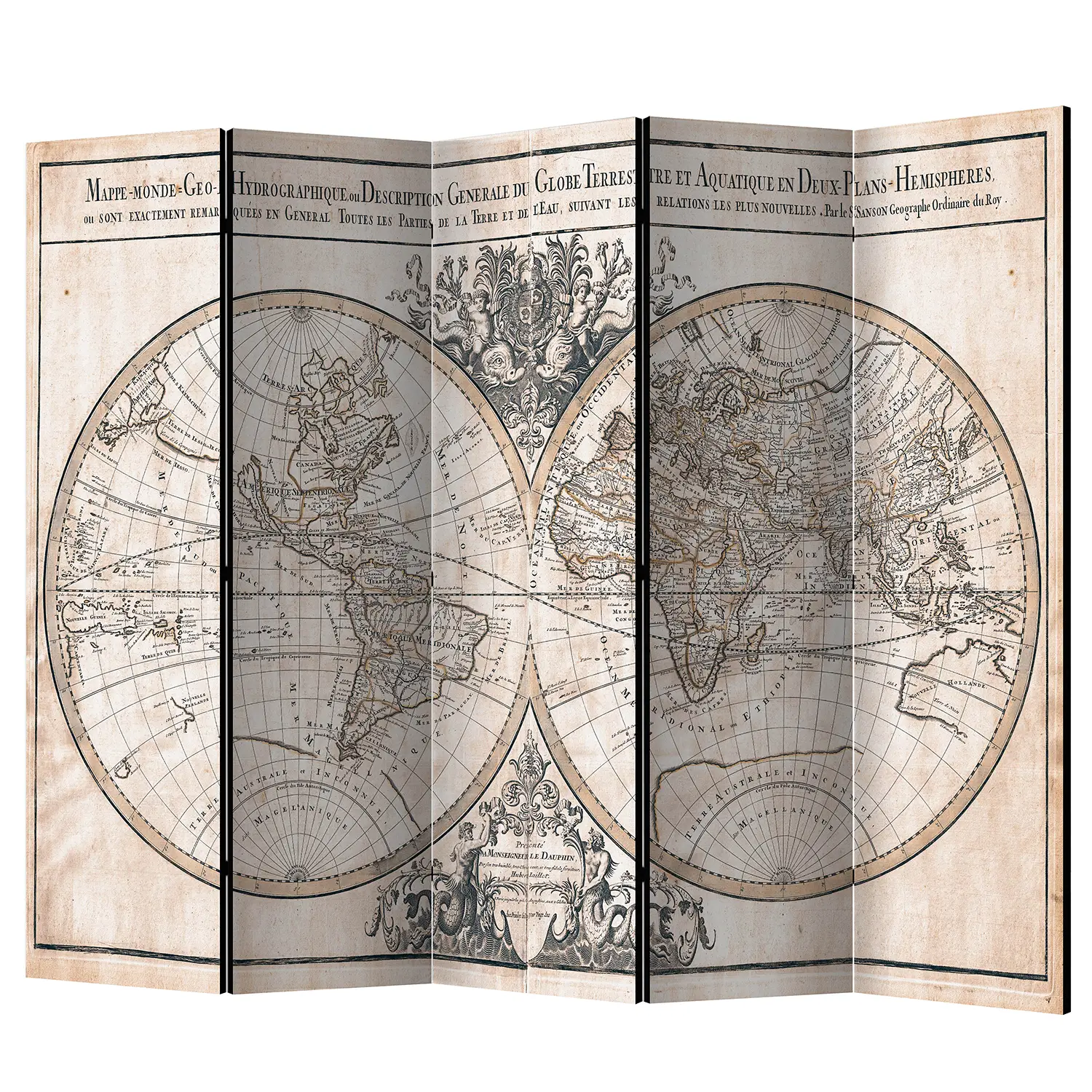 Mappe-Monde Paravent Geo-Hydrographique