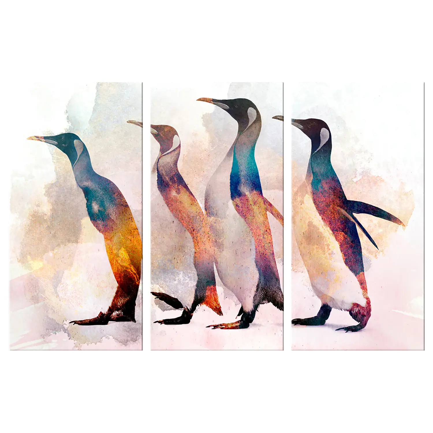 Penguin Wandering Wandbild (3-teilig)