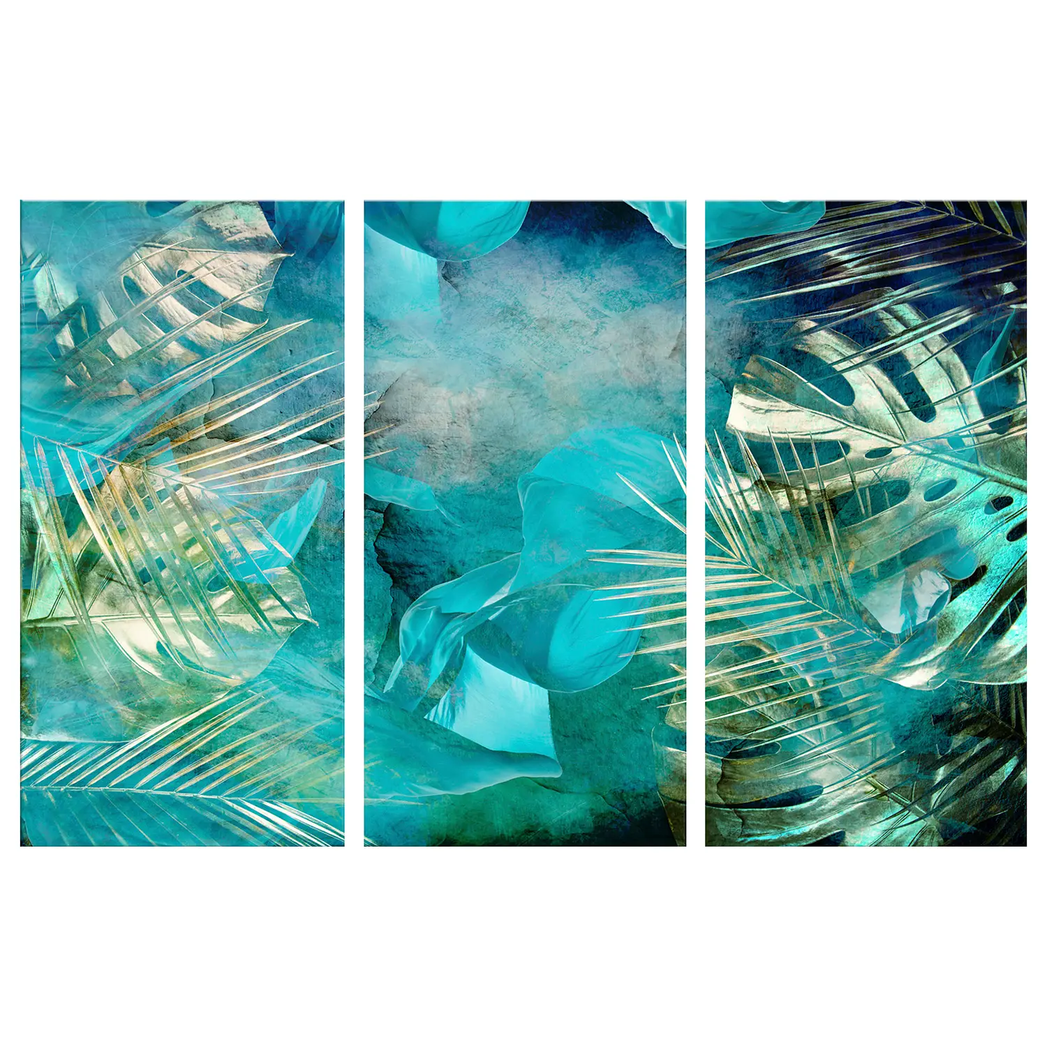 Wandbild Turquoise and Gold (3-teilig) | Bilder