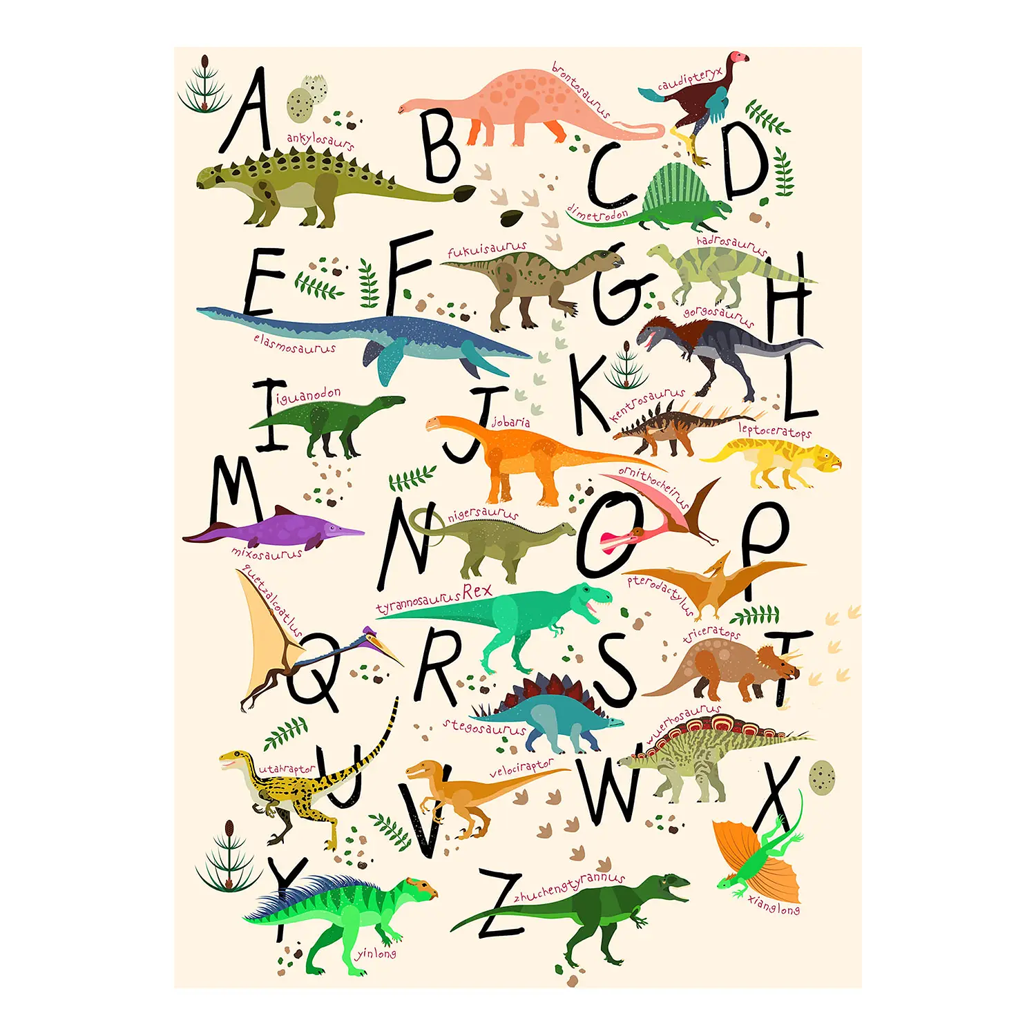 [Die neuesten Artikel im Ausland kaufen] Wandbild Dinosaur Alphabet