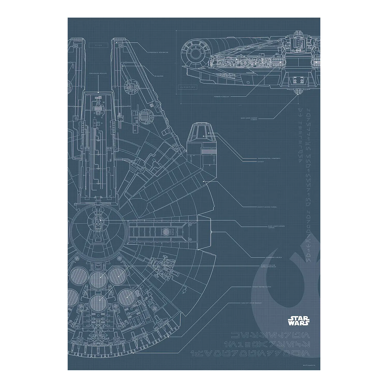 Star Falcon Blueprint Wars Wandbild