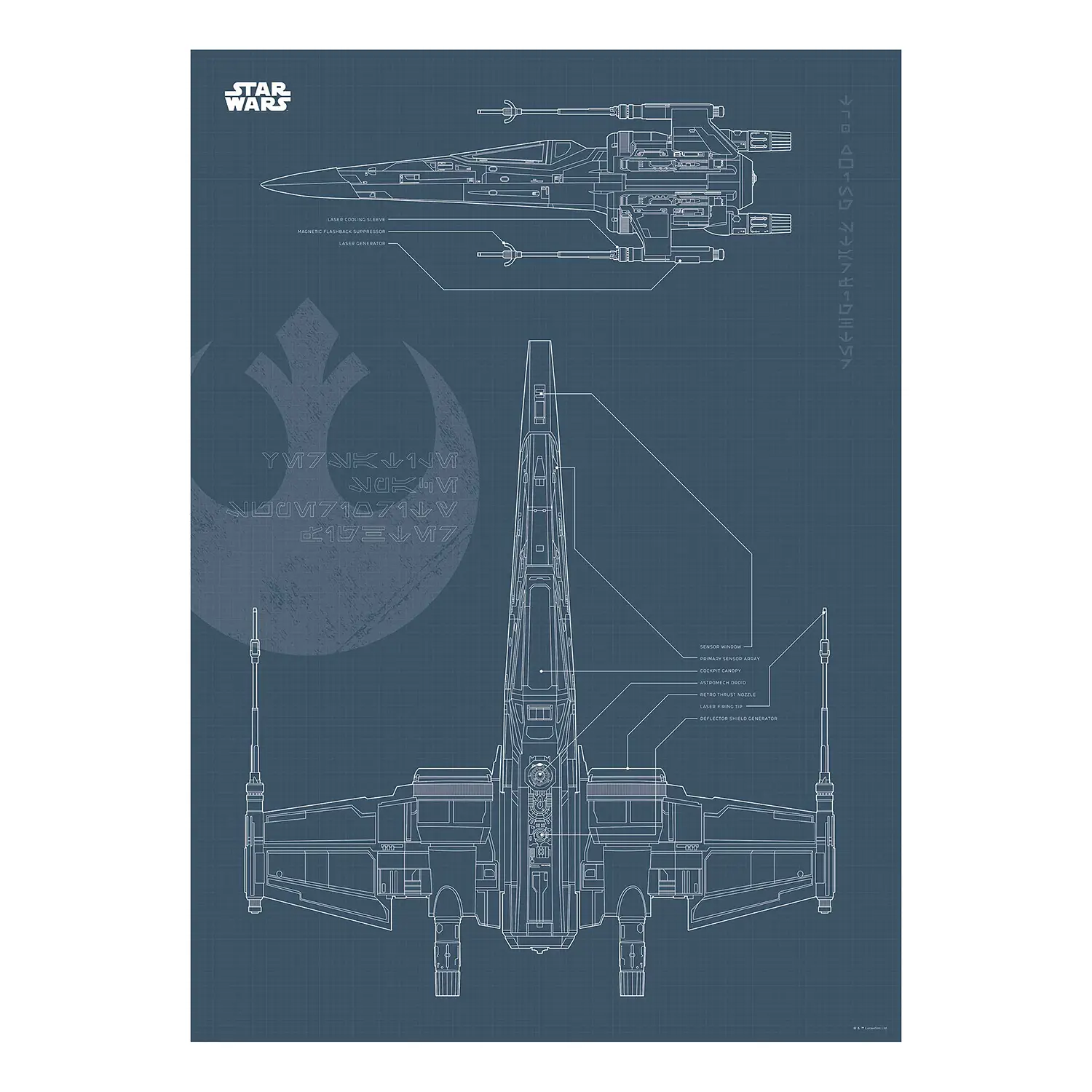 Wandbild Star Wars Blueprint X-Wing