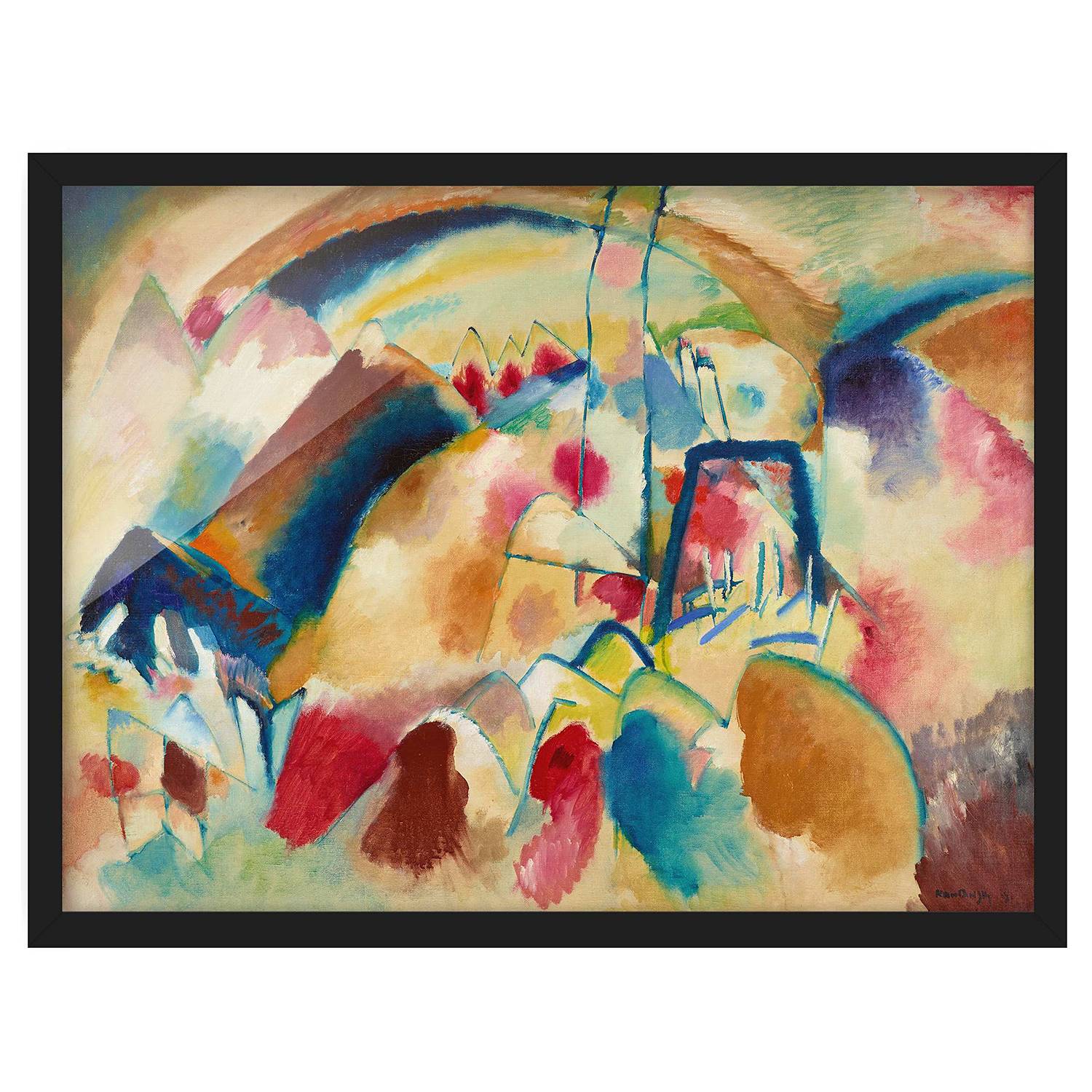 Tableau avec cadre Vassily Kandinsky Paysage avec église Décoration murale  affiche cadre photo art -  France