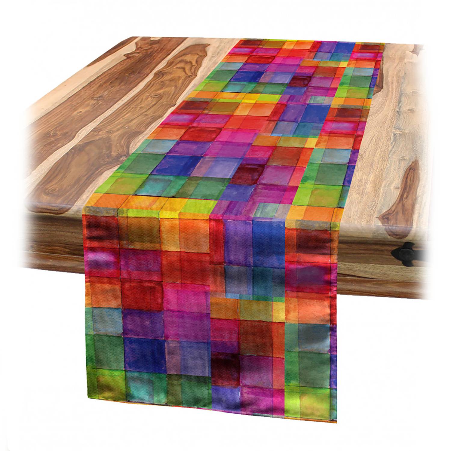 DII Tischläufer Gestreift – 35,5 X 182,9 Cm, Weiß Mit Regenbogenfarben, 100% Baumwolle, Für Esstisch
