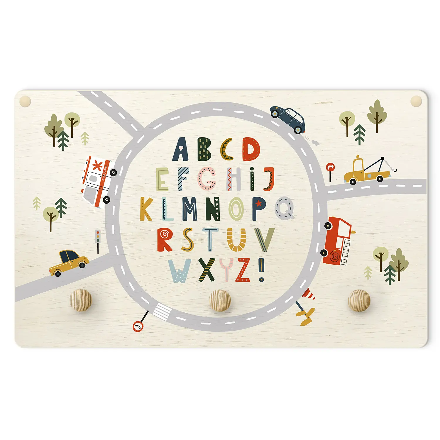 Kindergarderobe Alphabet im Kreisverkehr