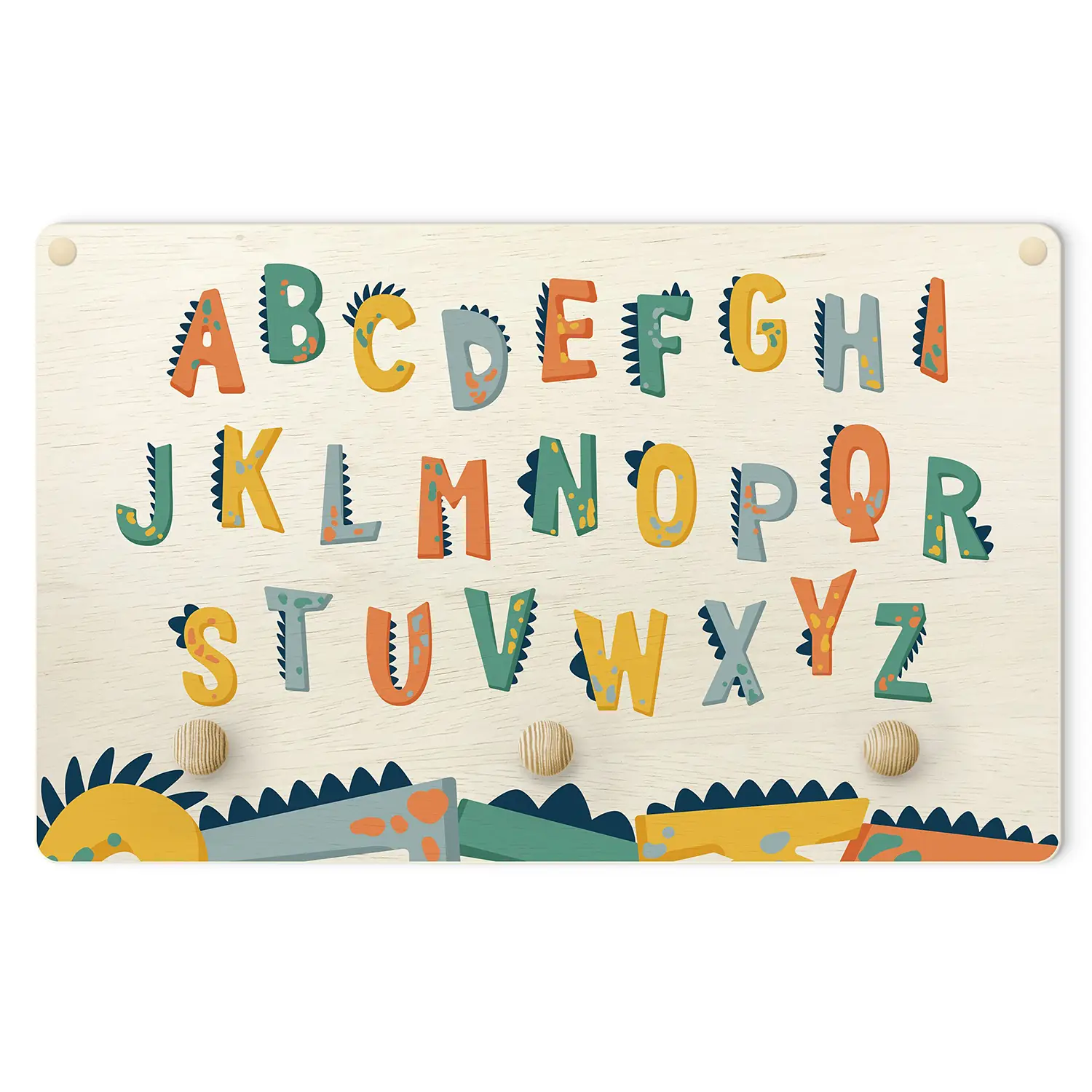 Kindergarderobe Buntes Dino Alphabet | Kindergarderoben