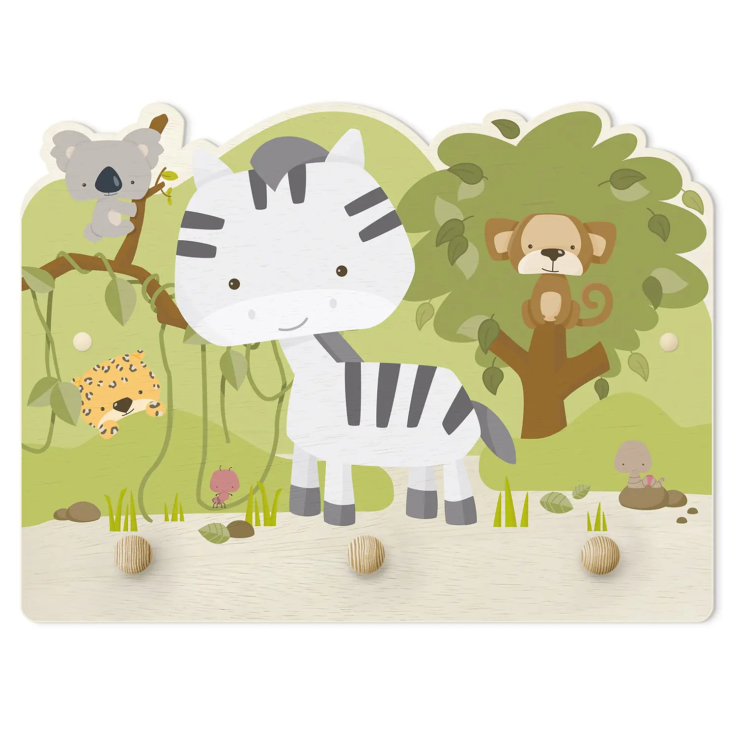Kindergarderobe Baby Zebra in Savanne | Kindergarderoben