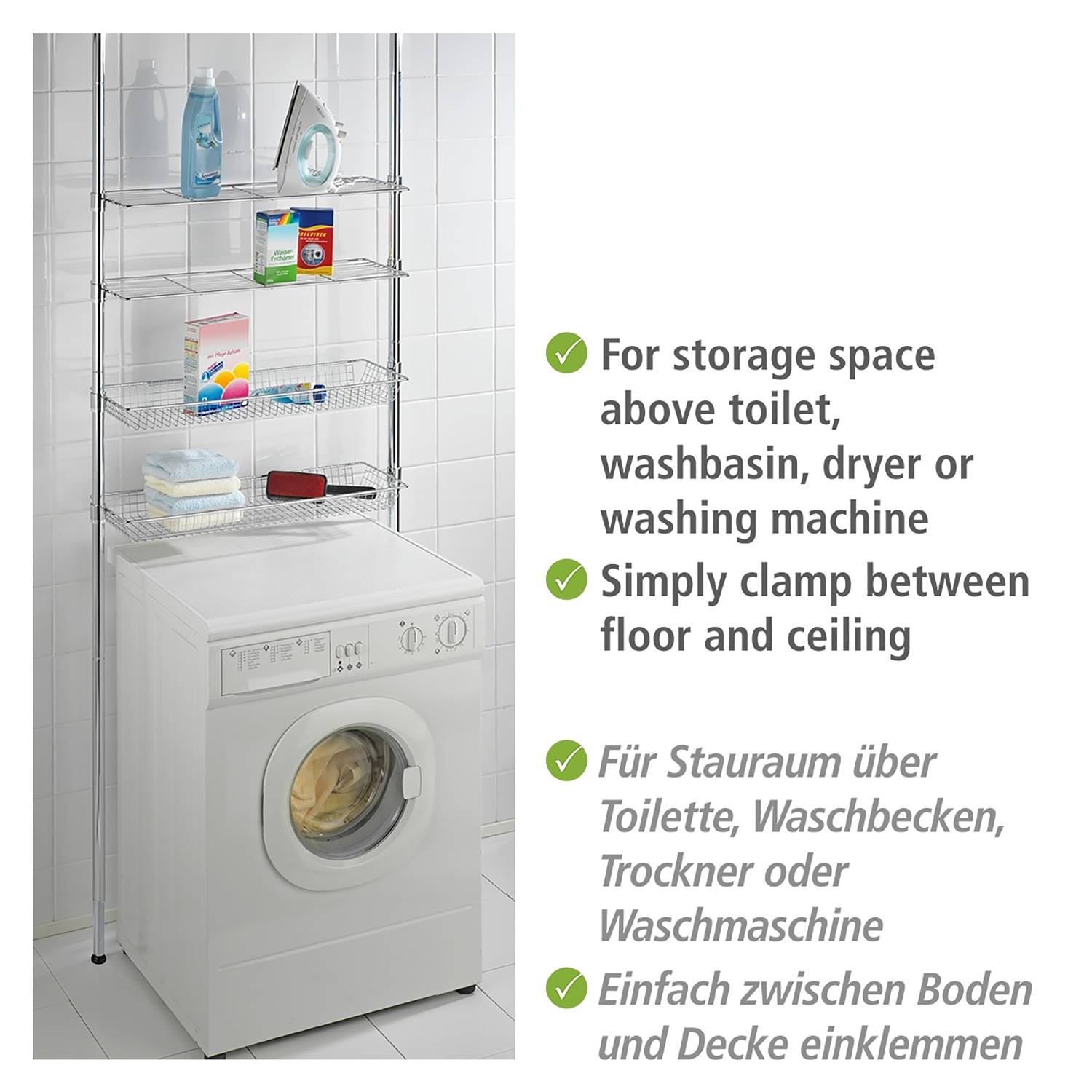 Specchio Cosmetico Wenko Telescopico - Cromo, 19x38.5x50cm, Regolabile Per Trucco E Rasatura - Foto 2