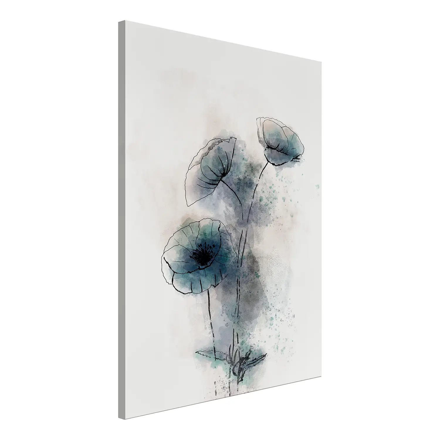 Blue Wandbild Poppies