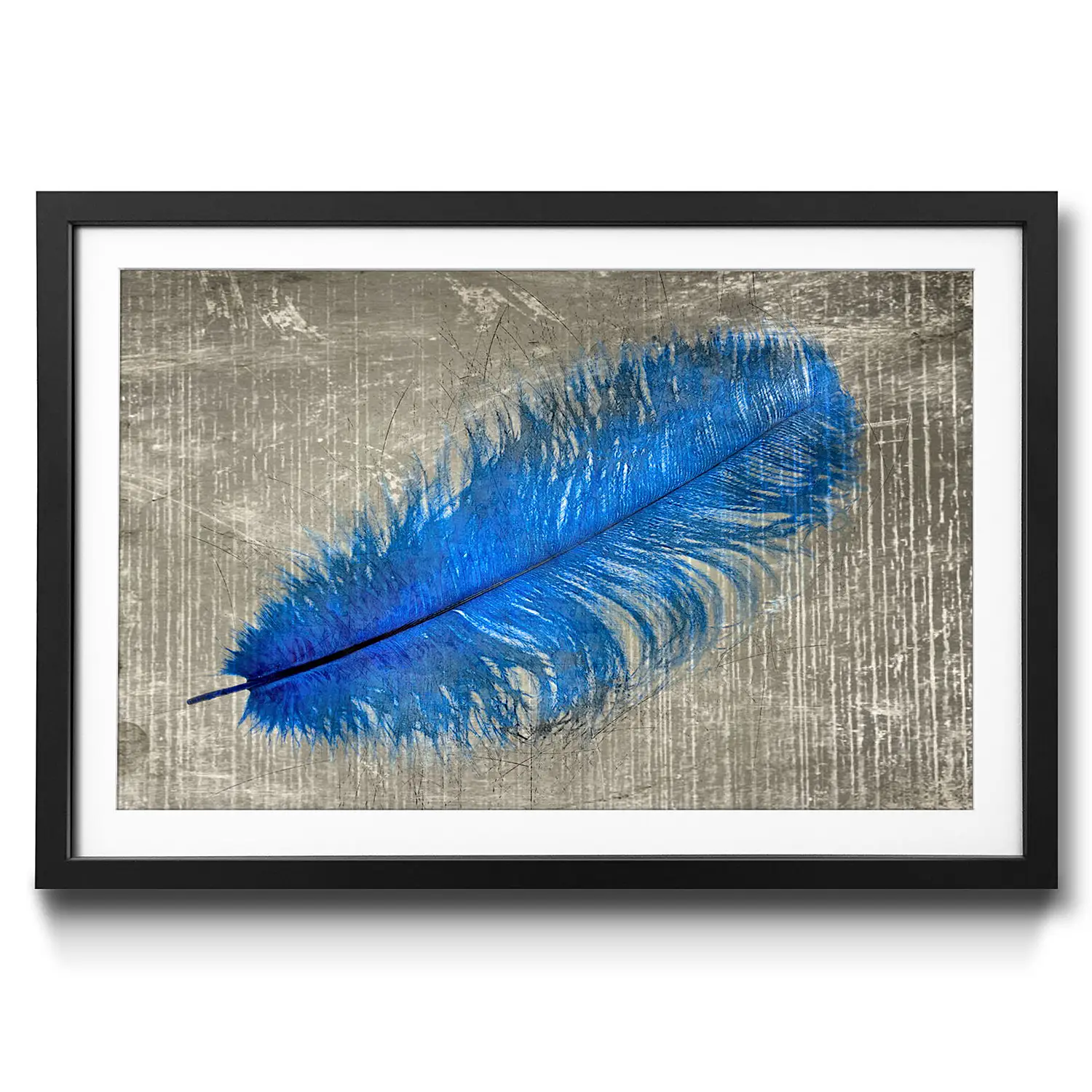 Blue Gerahmtes Feather Bild in