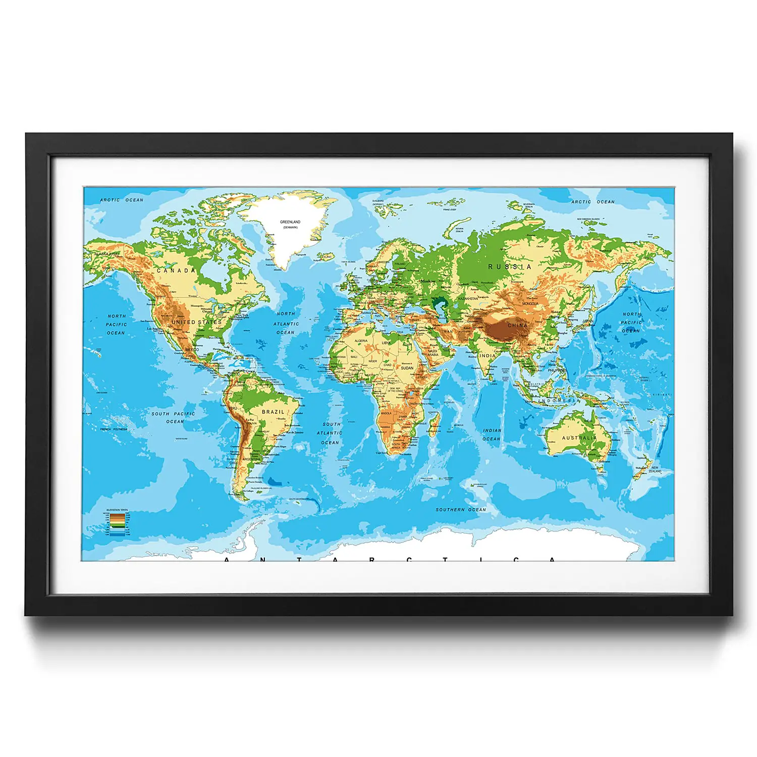 Worldmap Look Bild Gerahmtes New