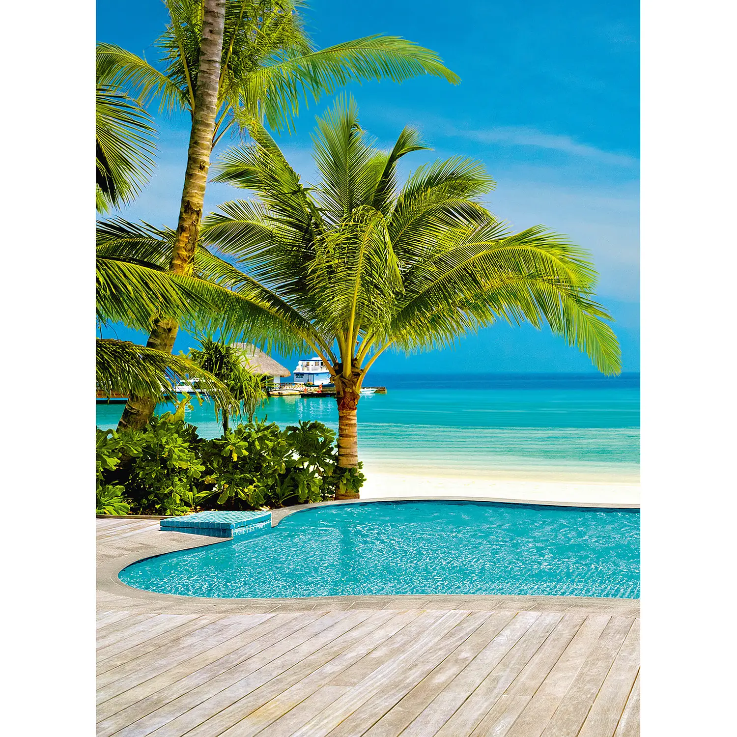 Beliebte Empfehlungen für 2024 Fototapete Pool Strand Palmen II