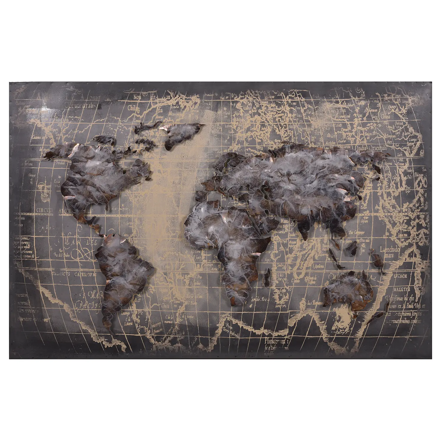 II 3D-Metallbild Weltkarte