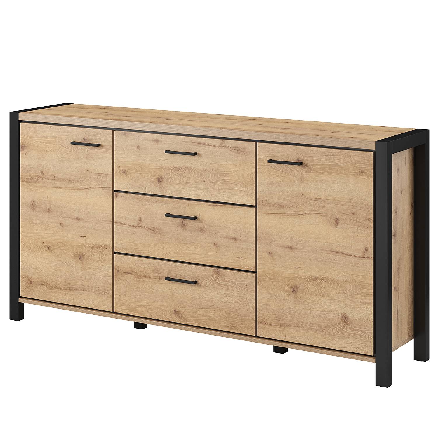 Sideboard Schwarz Matt Holz