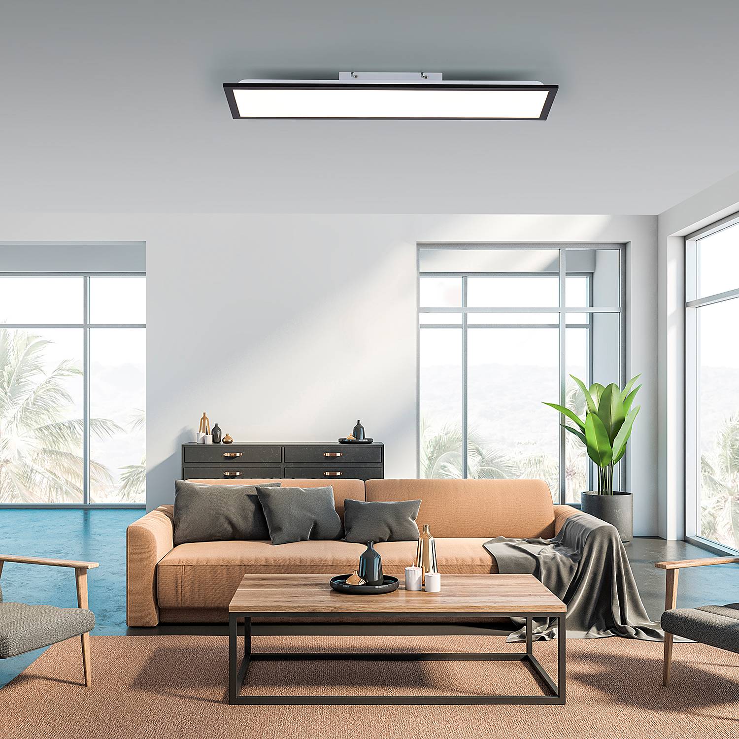 Deckenleuchte FLAT 1-flammig – 62x62x5,6 Cm, Weiß, Inkl. 41W LED (3600 Lumen, 4000K) | Moderne LED-Paneelleuchte Für Decke