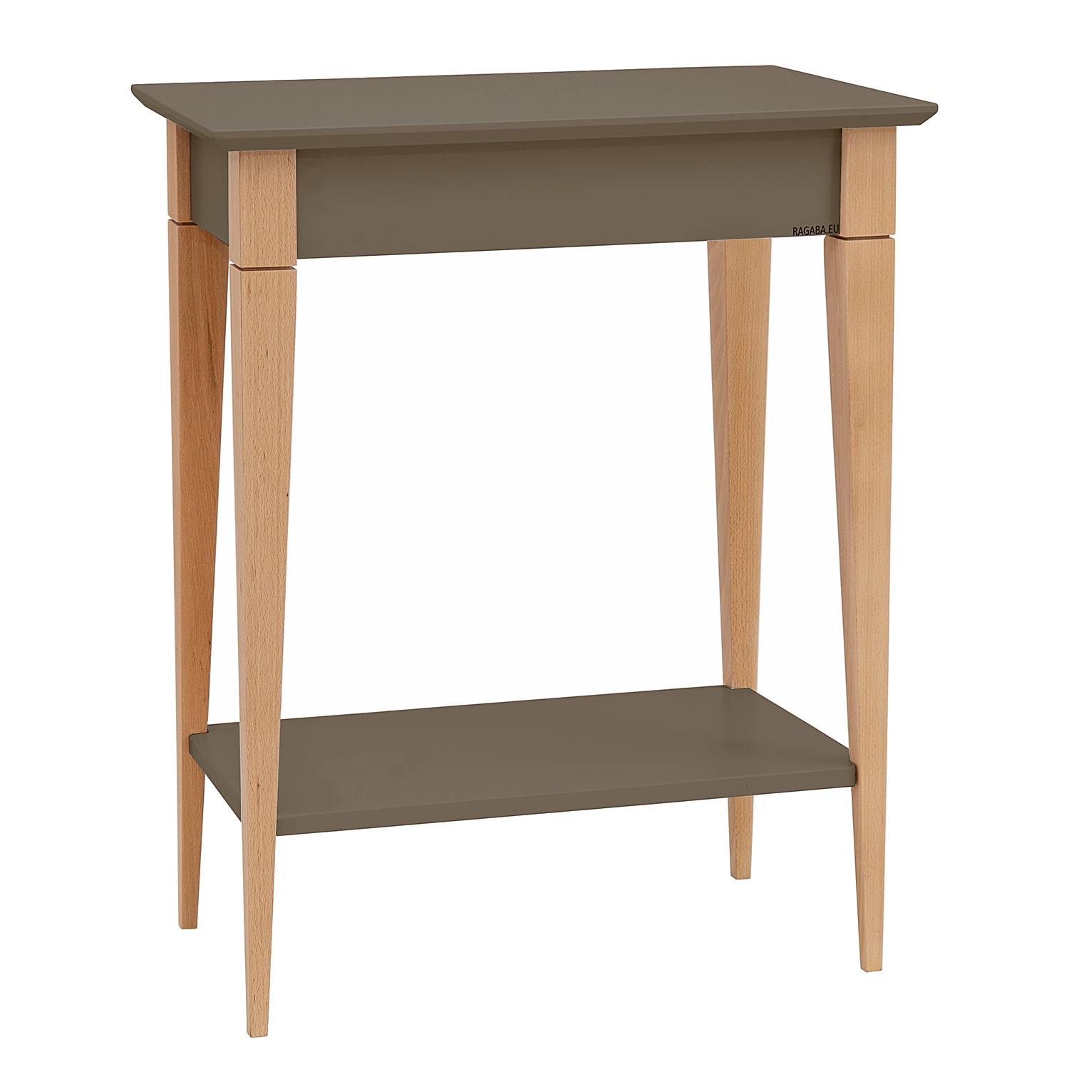 RAGABA ASHME Tavolo Consolle In Frassino Massello 85x35 Cm – Grigio Beige Con Ripiano