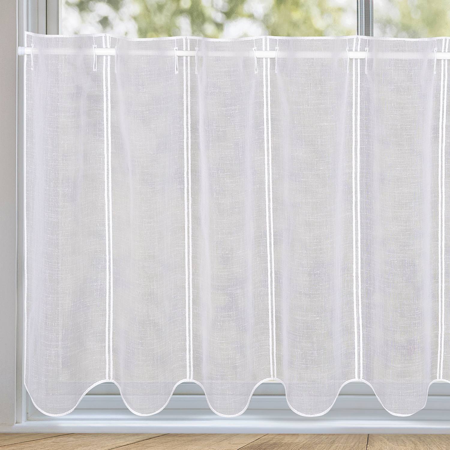 Tenda Pizzo RUSTOO Per Mezza Finestra 130x41 Cm - Beige - Tenda Uncinetto Floreale Per Cucina E Bagno