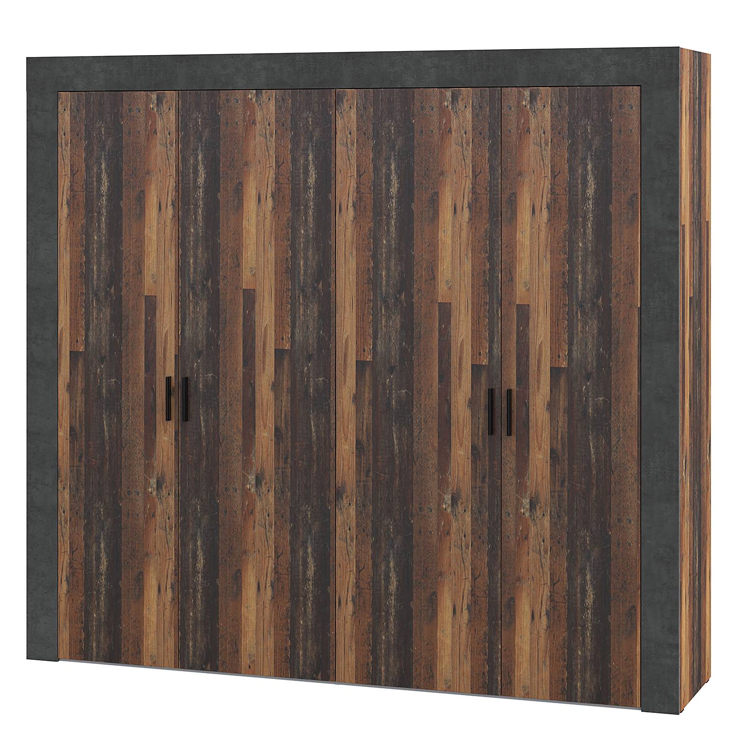 Armoire 3 Portes Avec 2 Tiroirs - Noir Et Chêne Catania, 145x53x200 Cm - Rangement Vêtements Spacieux, Montage Facile - 9