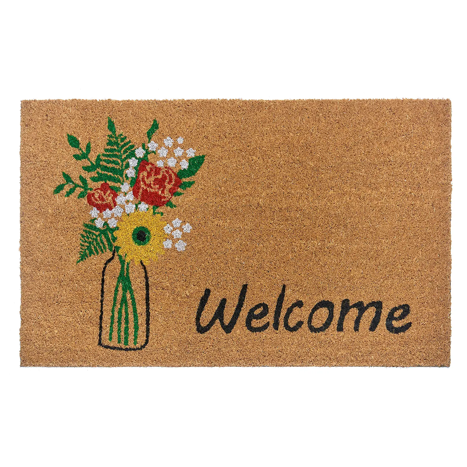 Kokos Fu脽matte Welcome & Flowers
