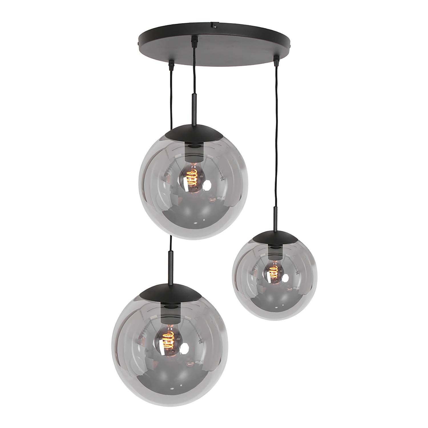 Suspension avec boules de verre fumé Bollique Steinhauer noir 