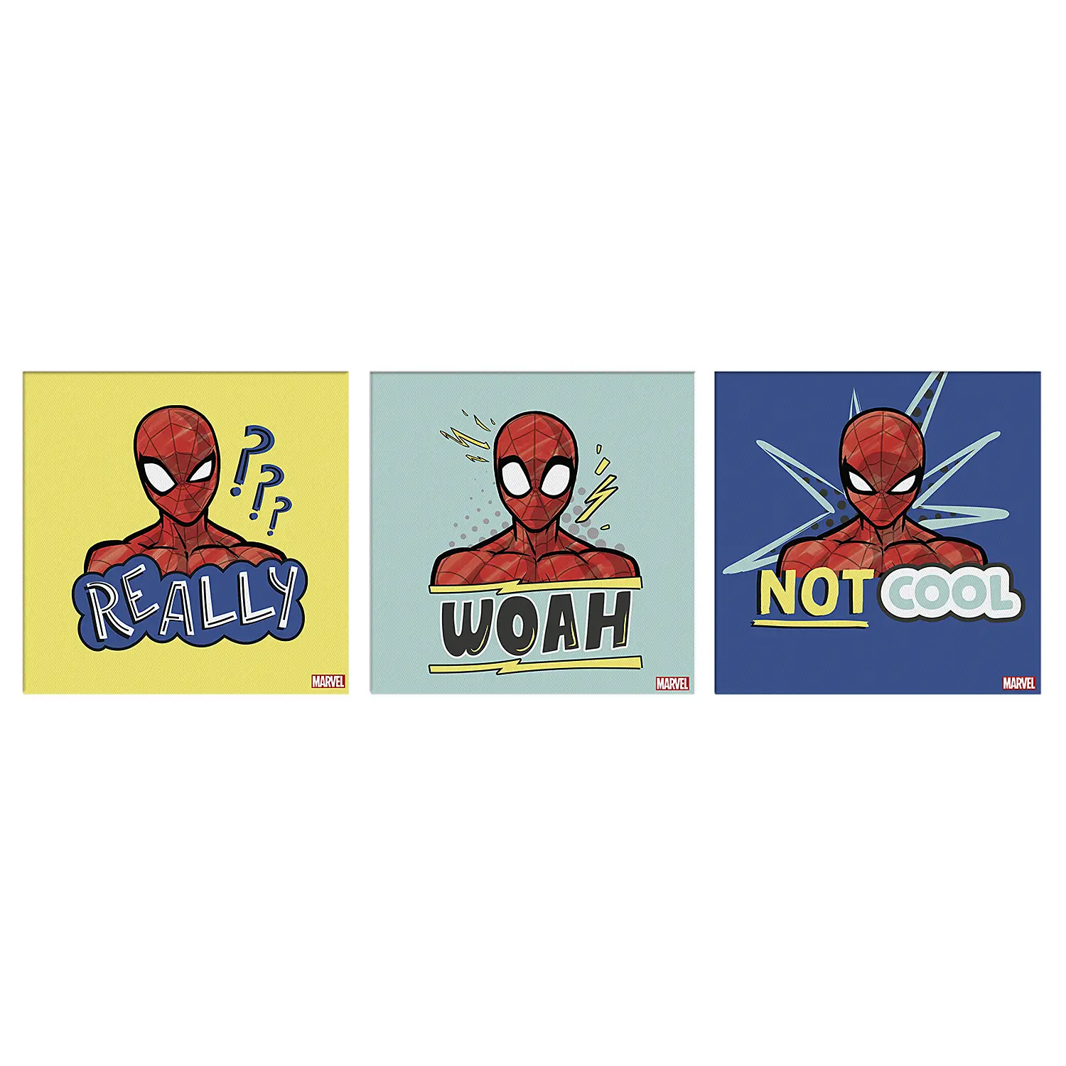 Leinwandbild Badges 3-teilig Spiderman