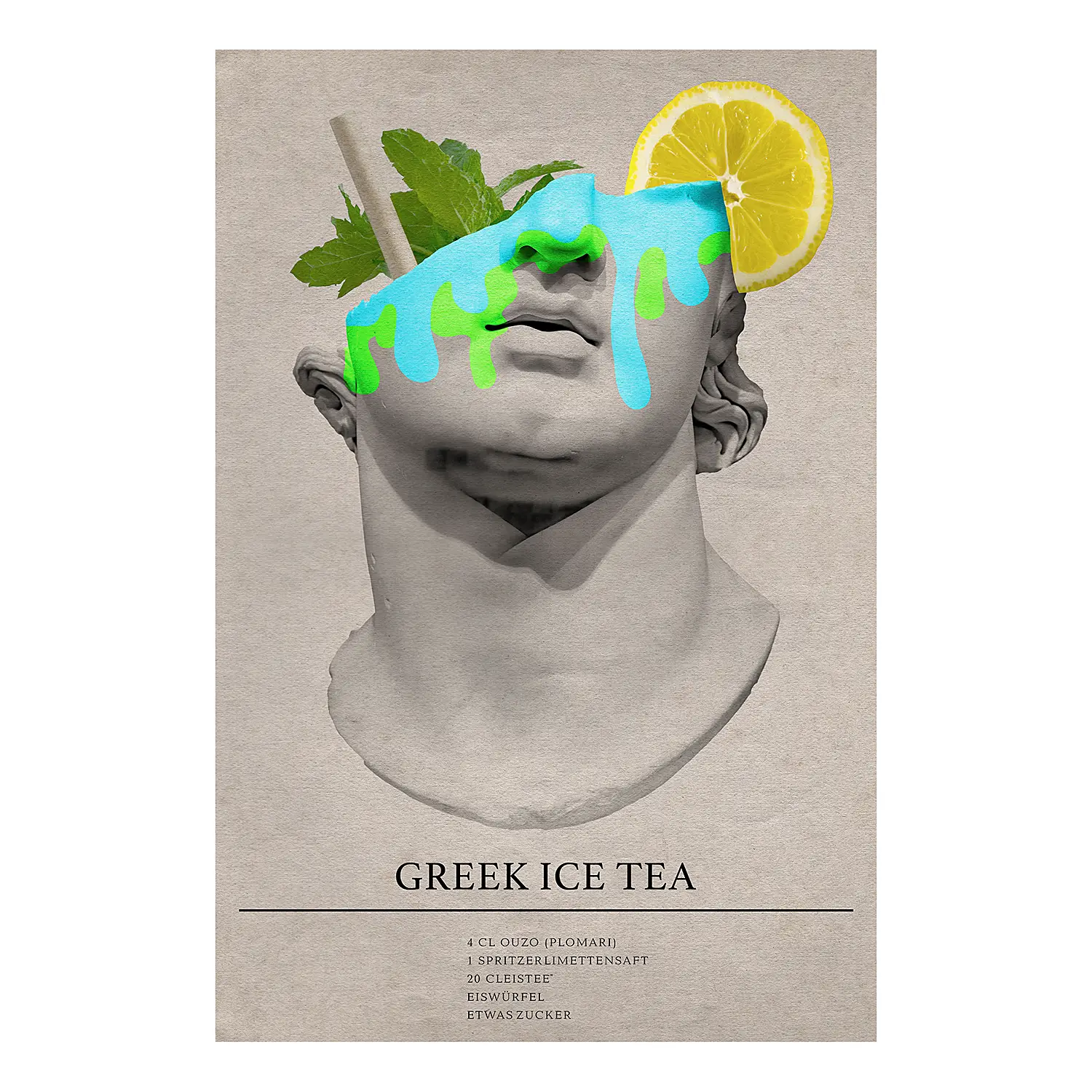 Cocktail Leinwandbild Tea Greek Ice