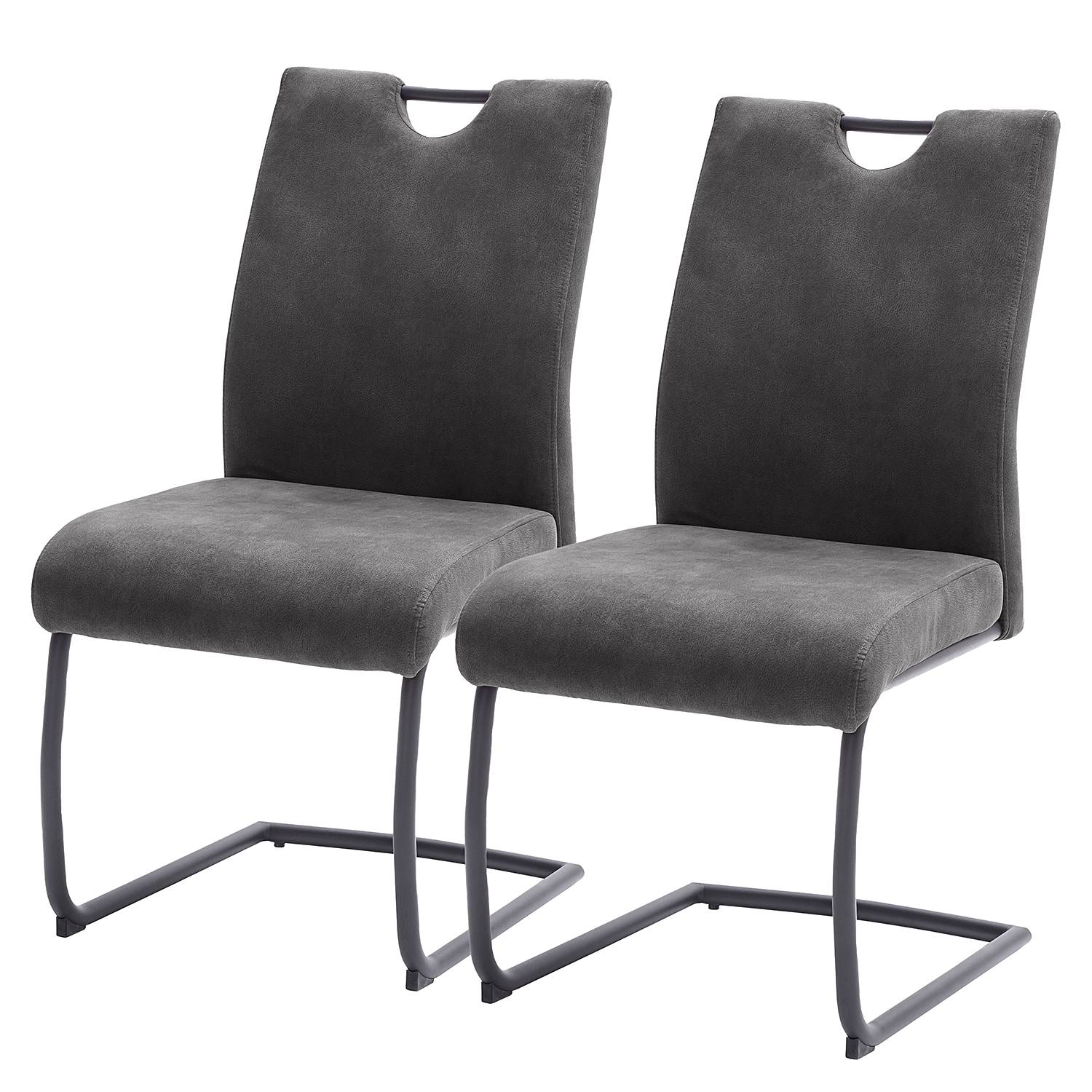 Set van 2 sledestoelen HWC-L15, bezoekersstoel conferentiestoel, fluweel gepoedercoat staal